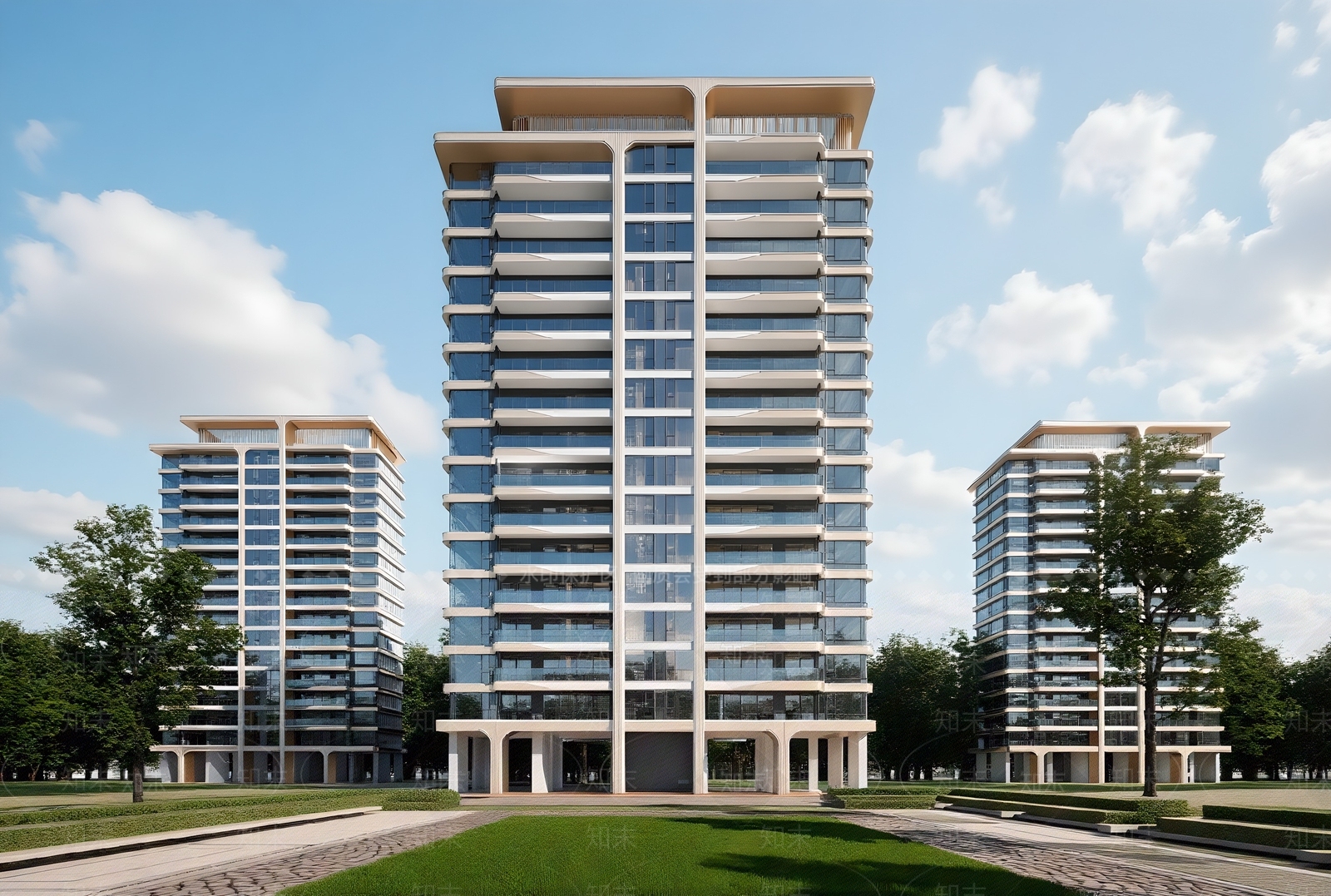 现代高层住宅SU模型下载【ID:1204061136】