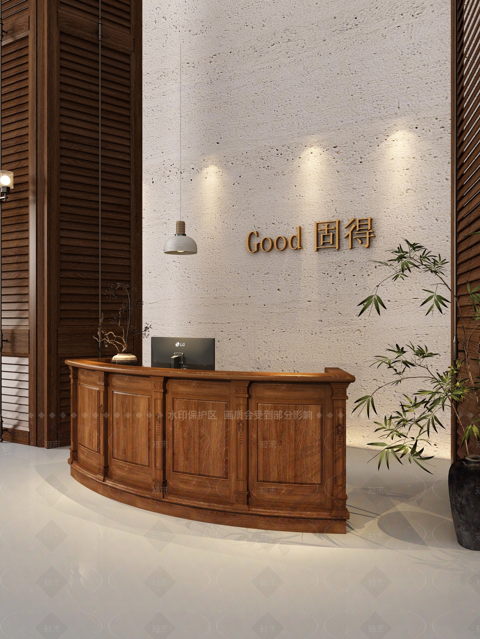 现代中式吧台3D模型下载【ID:1204942711】