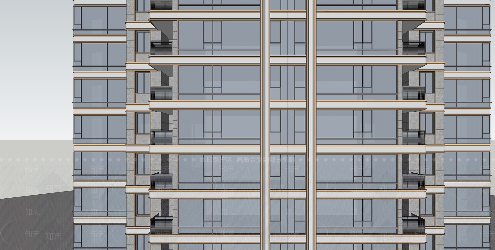 现代轻奢高层住宅SU模型下载【ID:1204063599】
