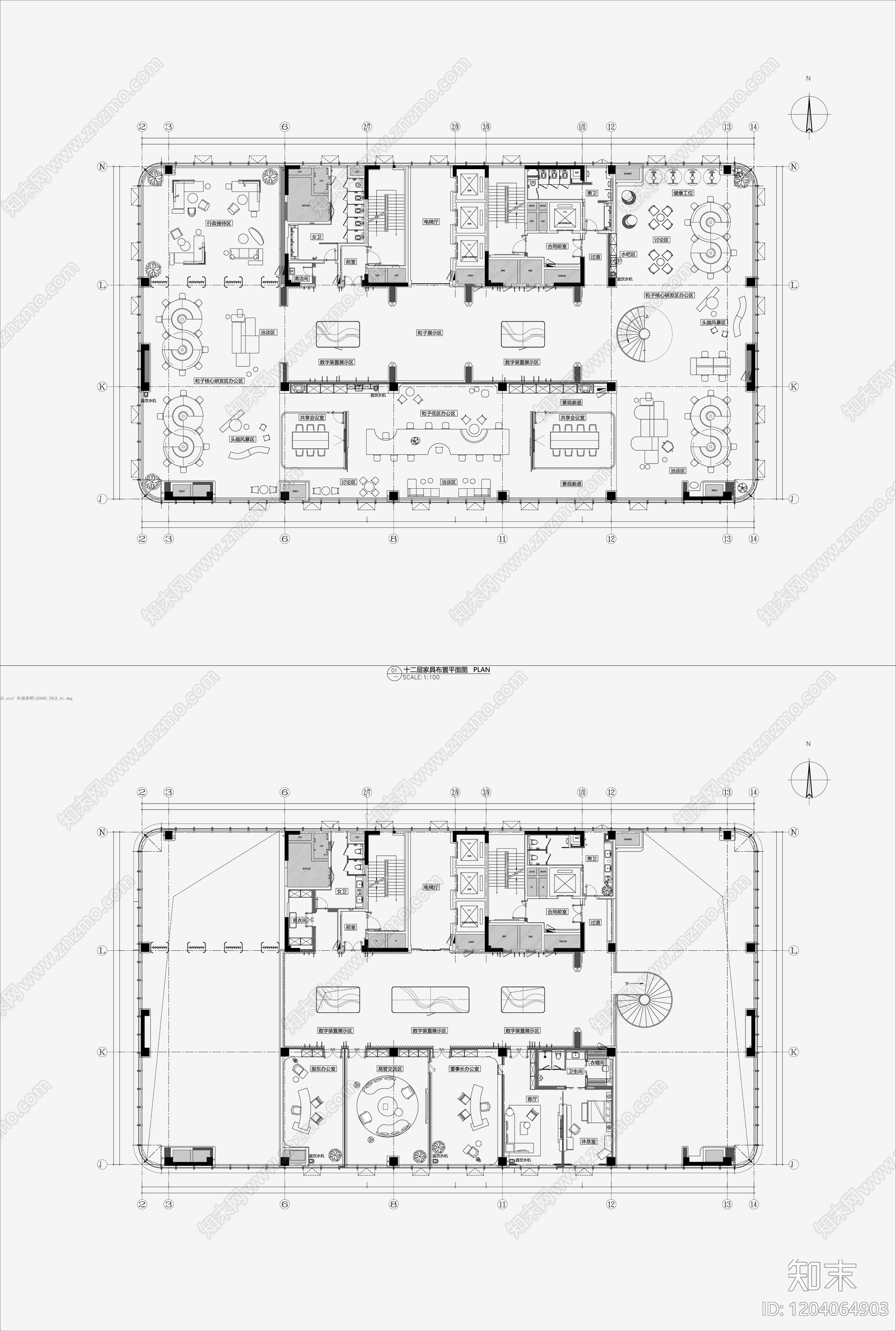 现代整体办公空间cad施工图下载【ID:1204064903】