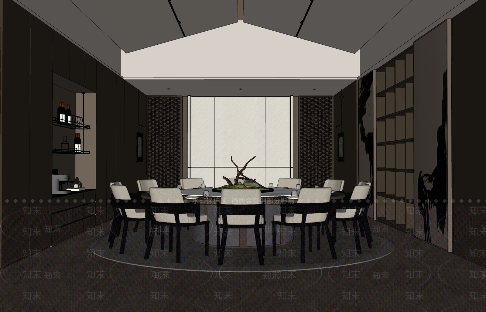 新中式包厢SU模型下载【ID:1204068131】