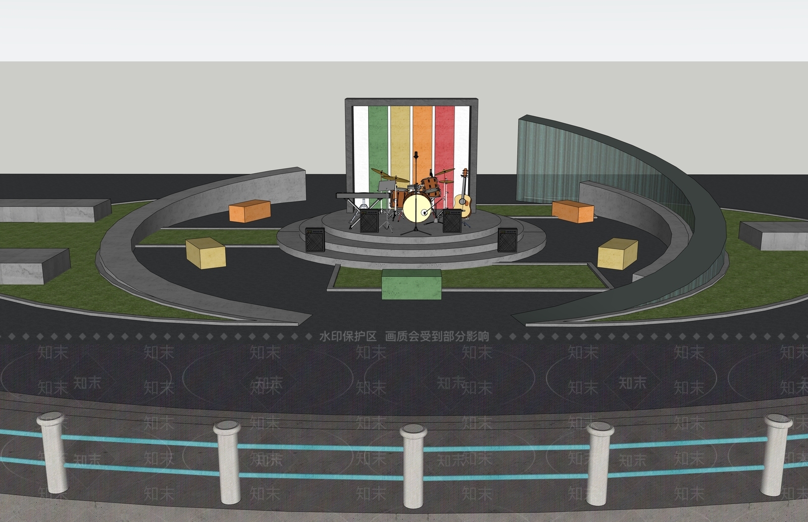 现代简约景观公园SU模型下载【ID:1204069353】