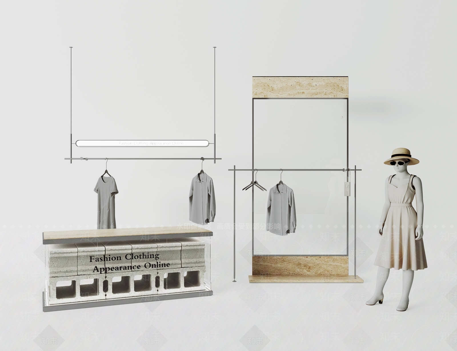 现代极简服装店3D模型下载【ID:1204072103】