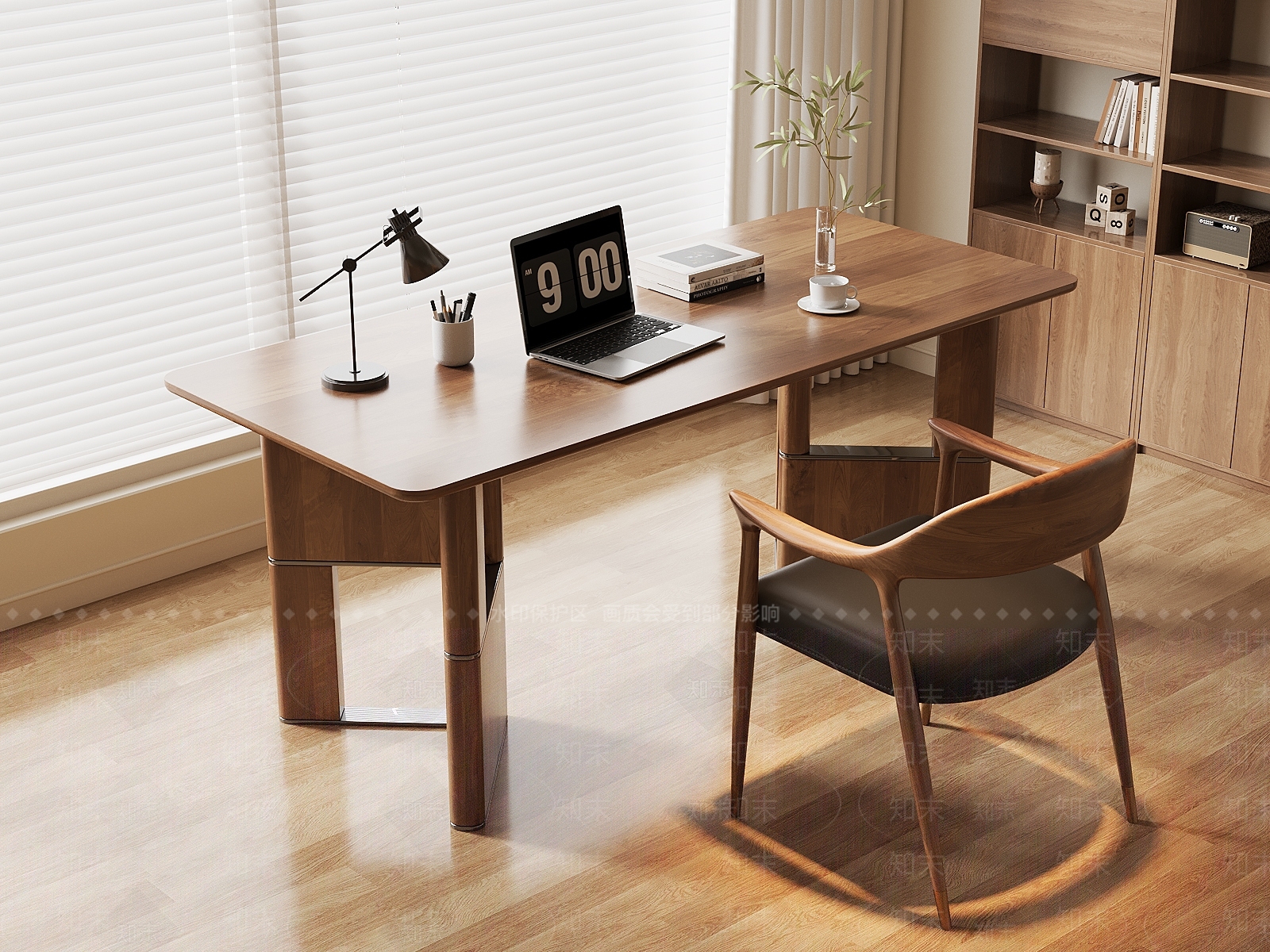 现代中古书桌椅3D模型下载【ID:1204075287】
