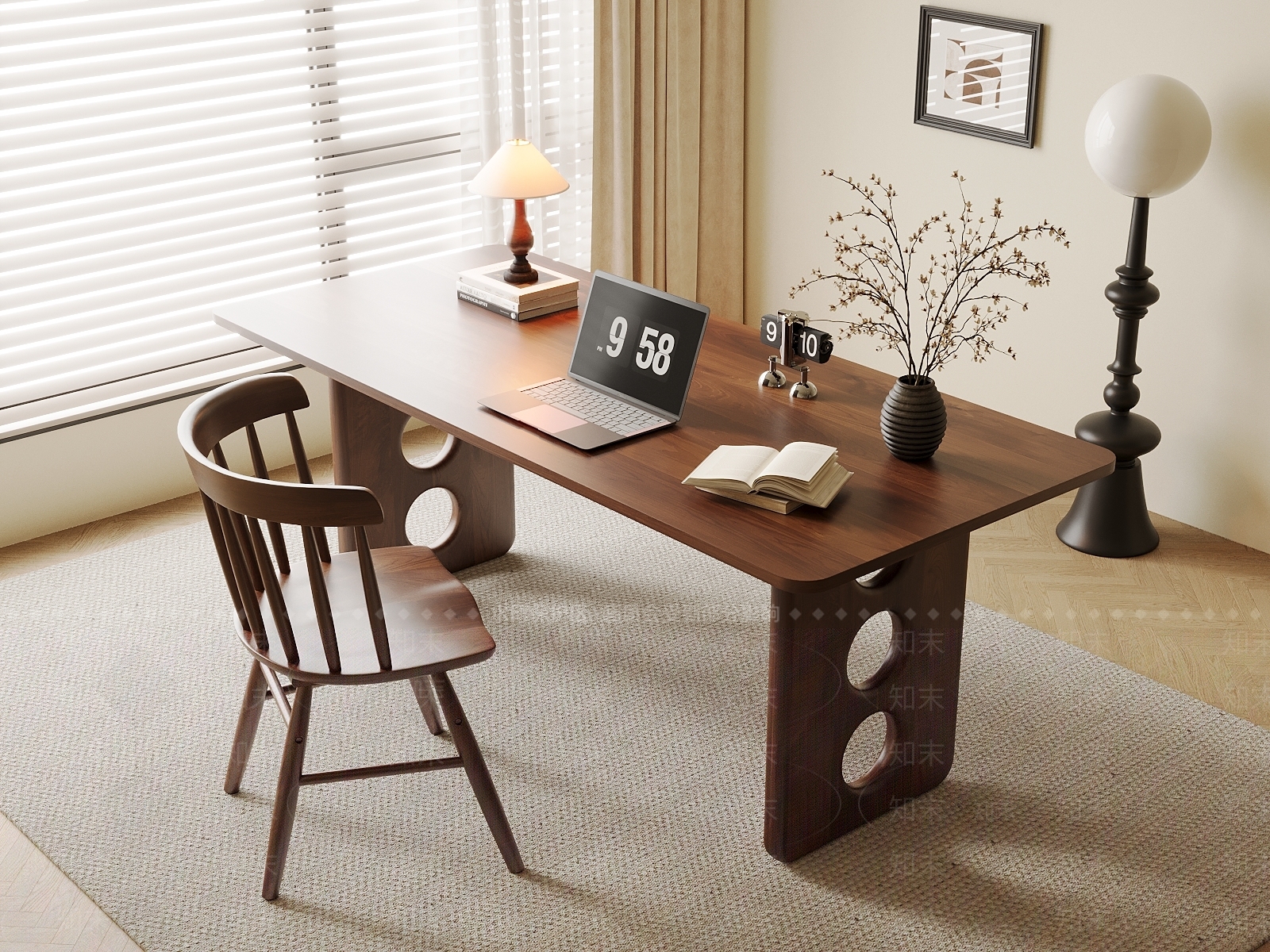 中古书桌椅3D模型下载【ID:1204075354】