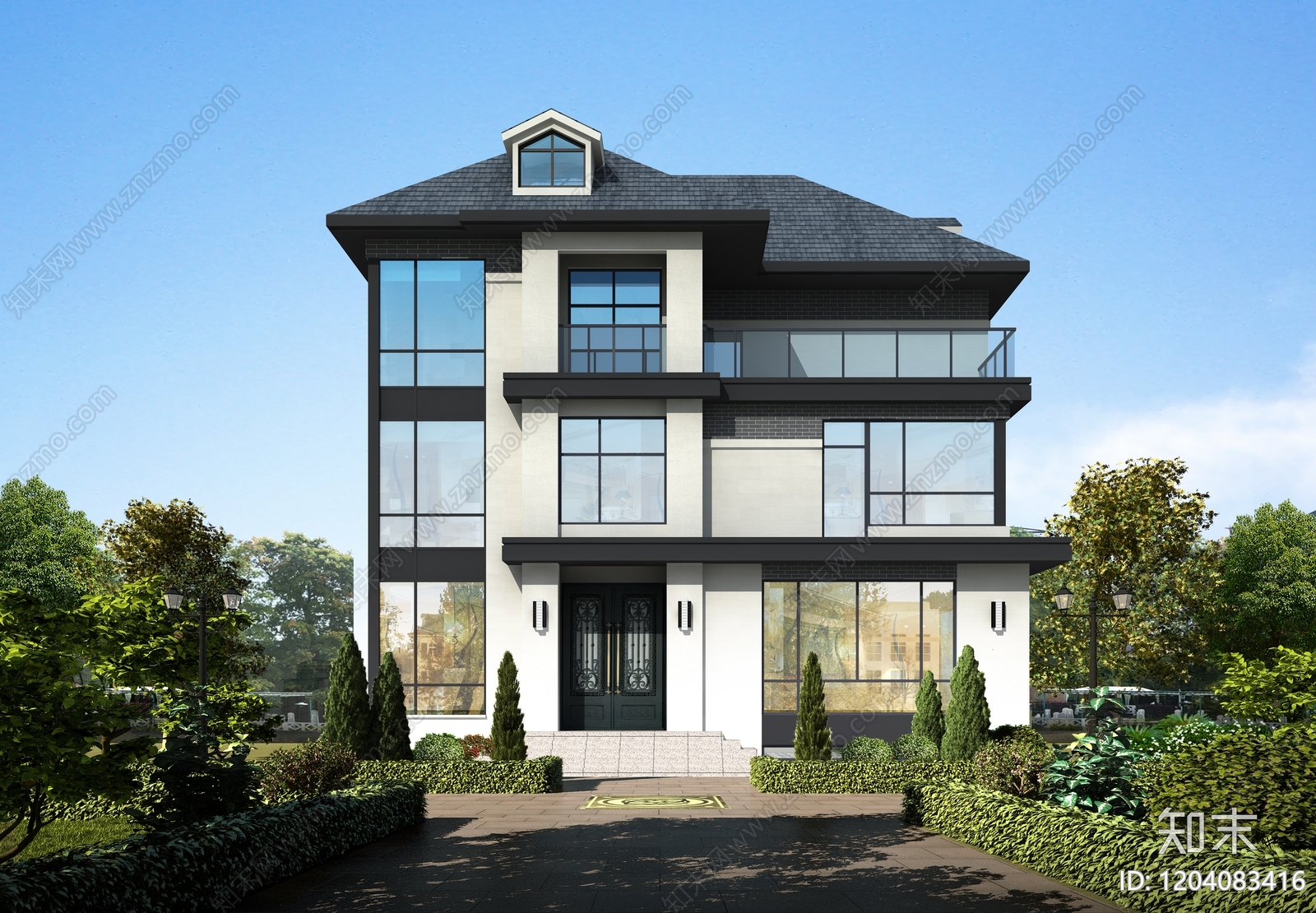 新中式现代别墅建筑施工图下载【ID:1204083416】