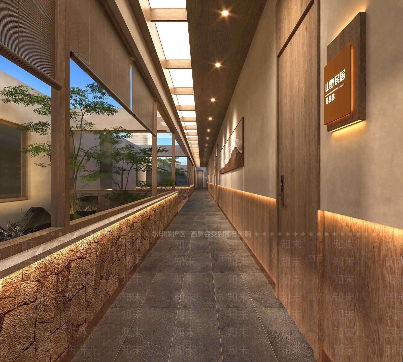 新中式侘寂走廊3D模型下载【ID:1204083839】