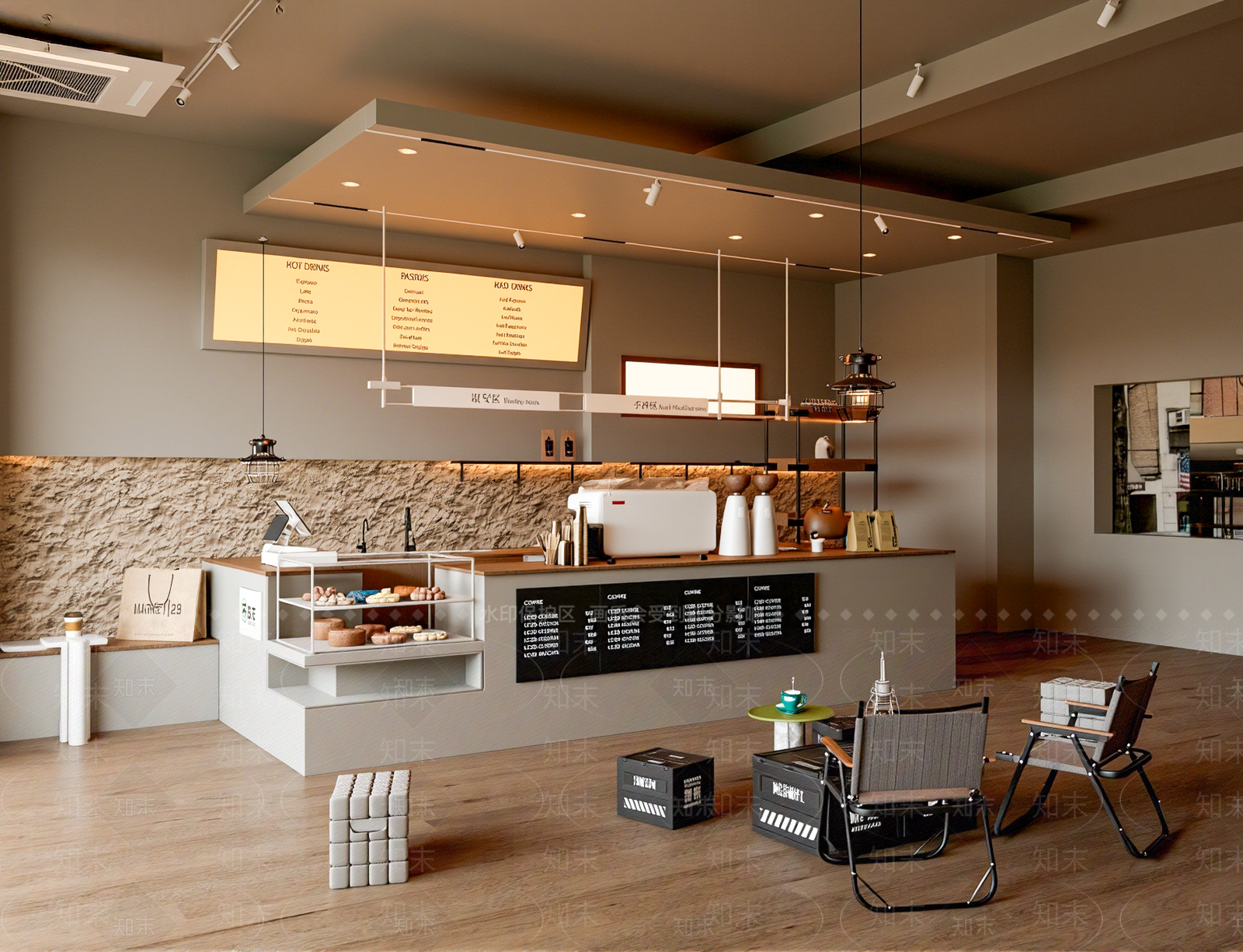 现代咖啡厅SU模型下载【ID:1204083923】