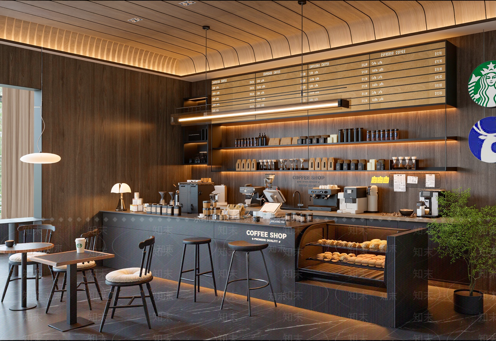 现代咖啡厅SU模型下载【ID:1204083925】