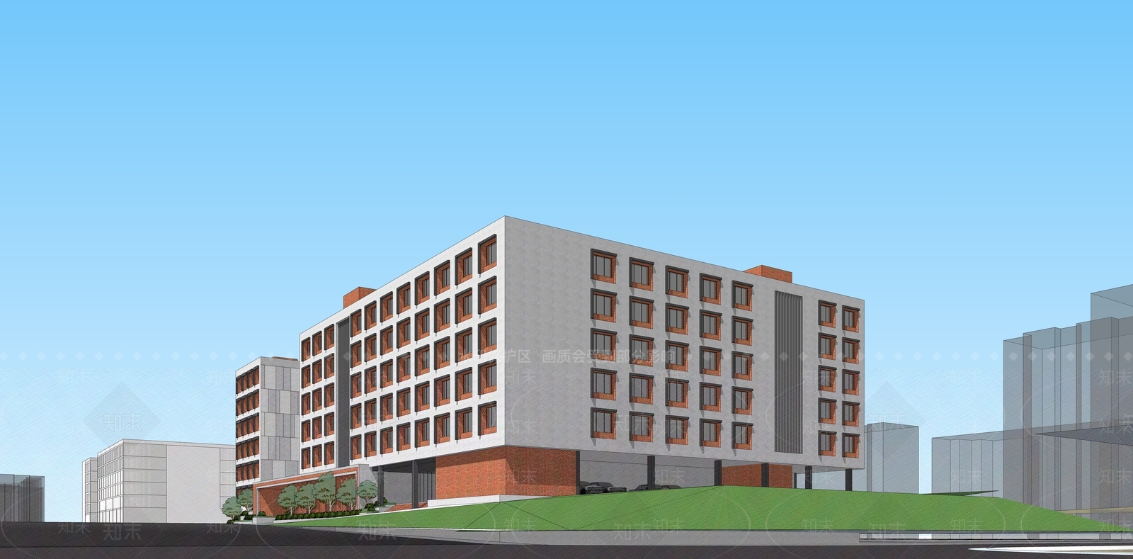 现代简约学校建筑SU模型下载【ID:1204084559】