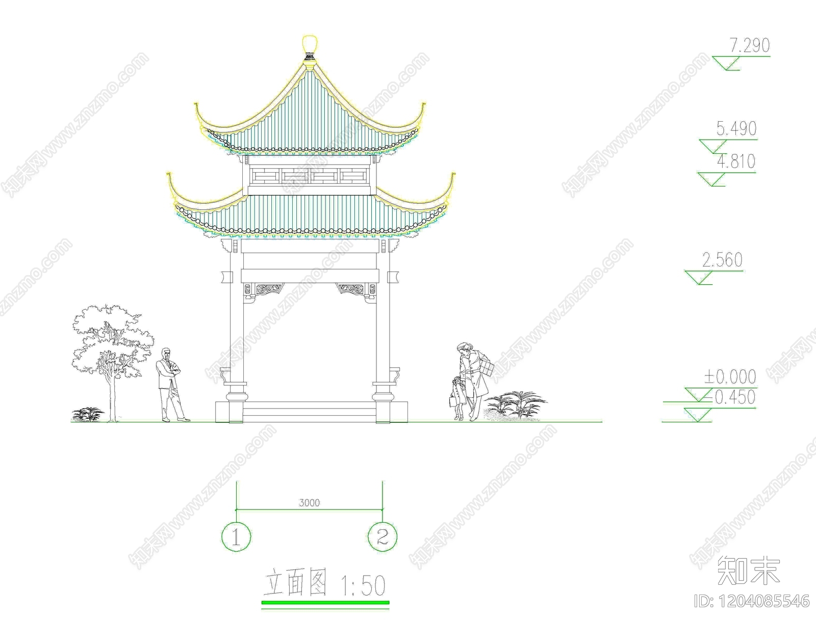 仿古建筑cad施工图下载【ID:1204085546】