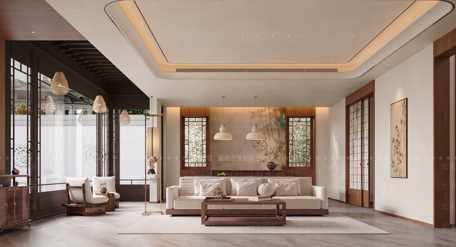 新中式中式宋式客厅3D模型下载【ID:1204086237】