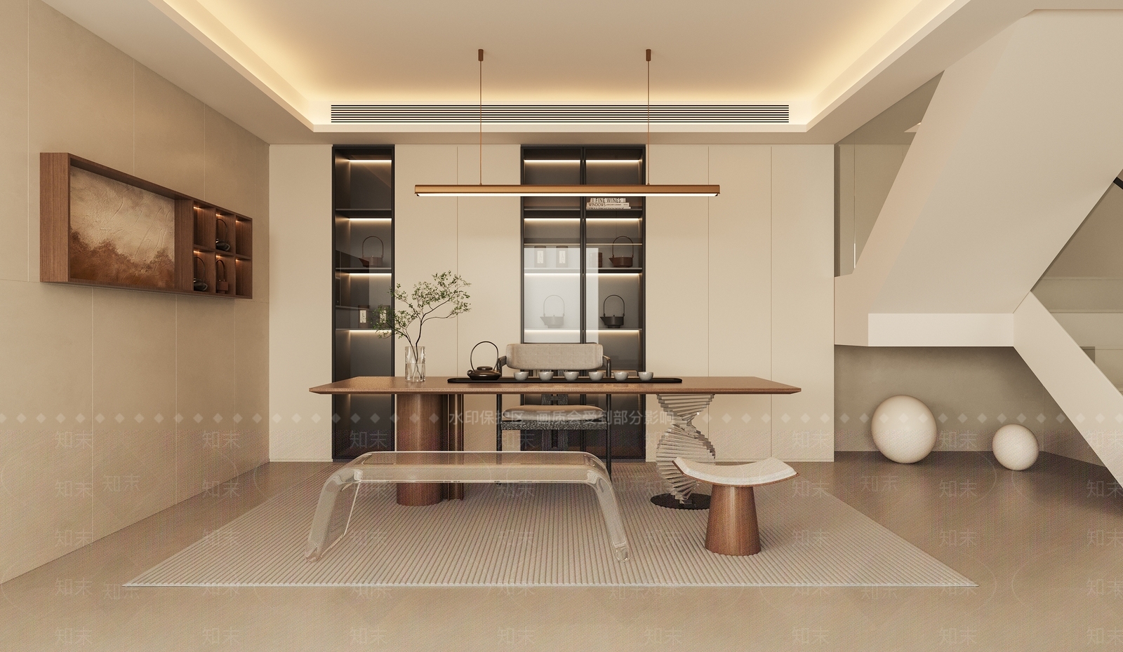 现代奶油茶室3D模型下载【ID:1204087240】
