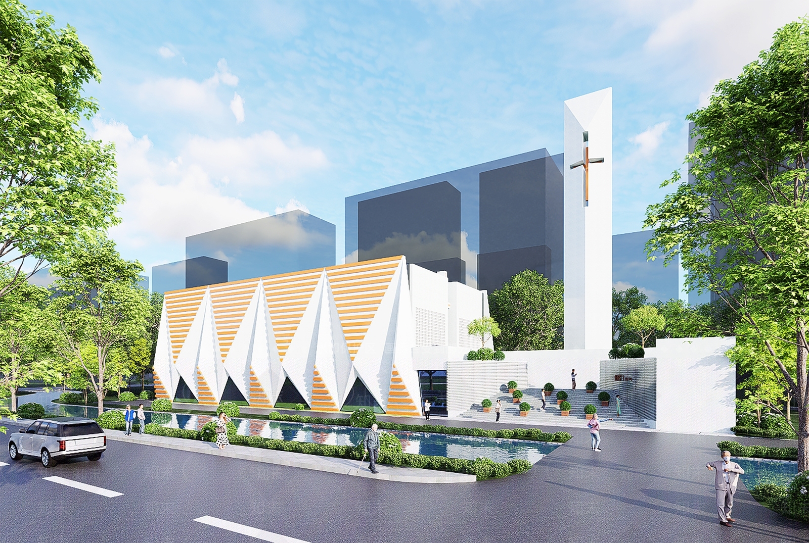 现代教堂建筑SU模型下载【ID:1204142852】