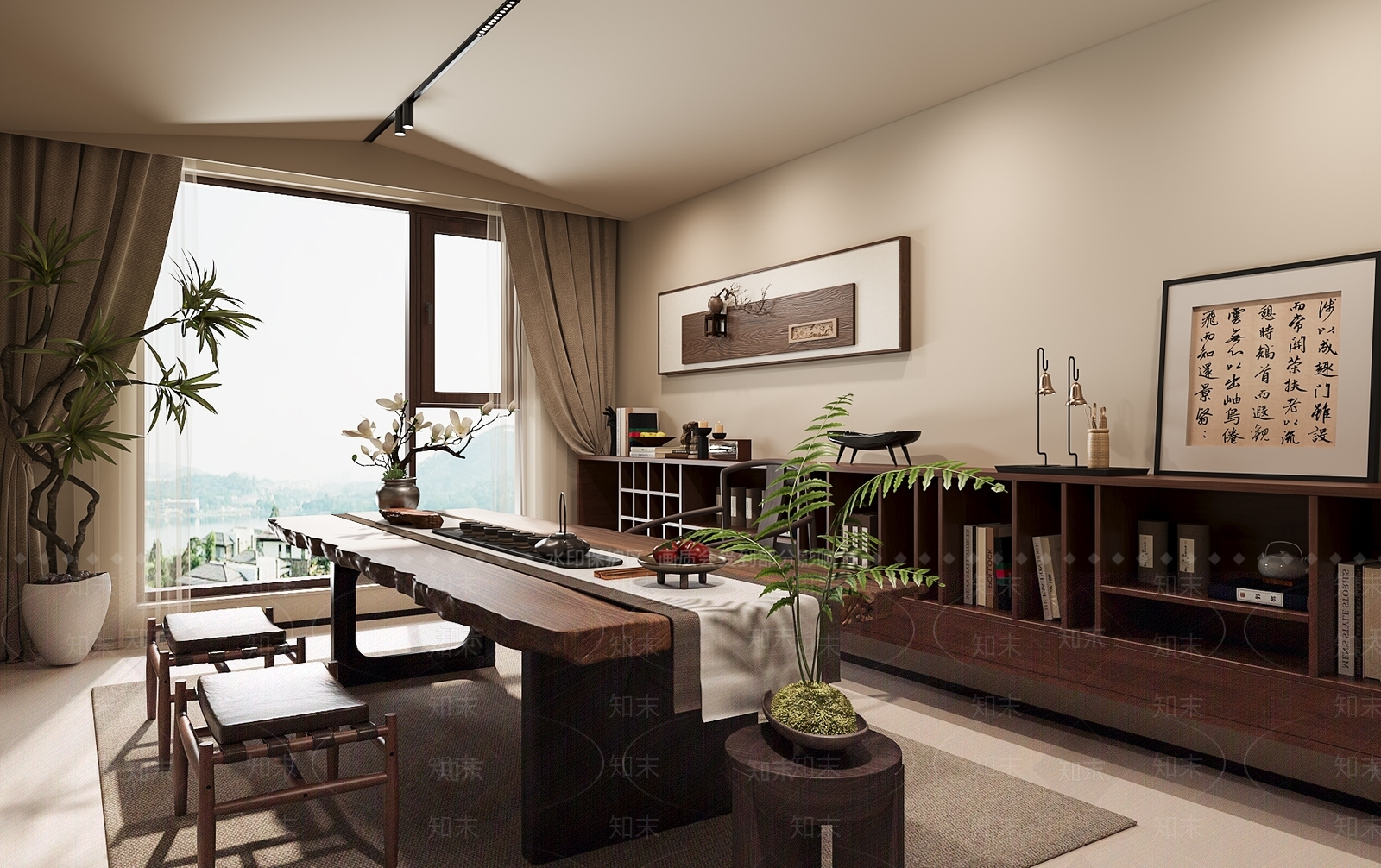 新中式侘寂茶室SU模型下载【ID:1204197983】