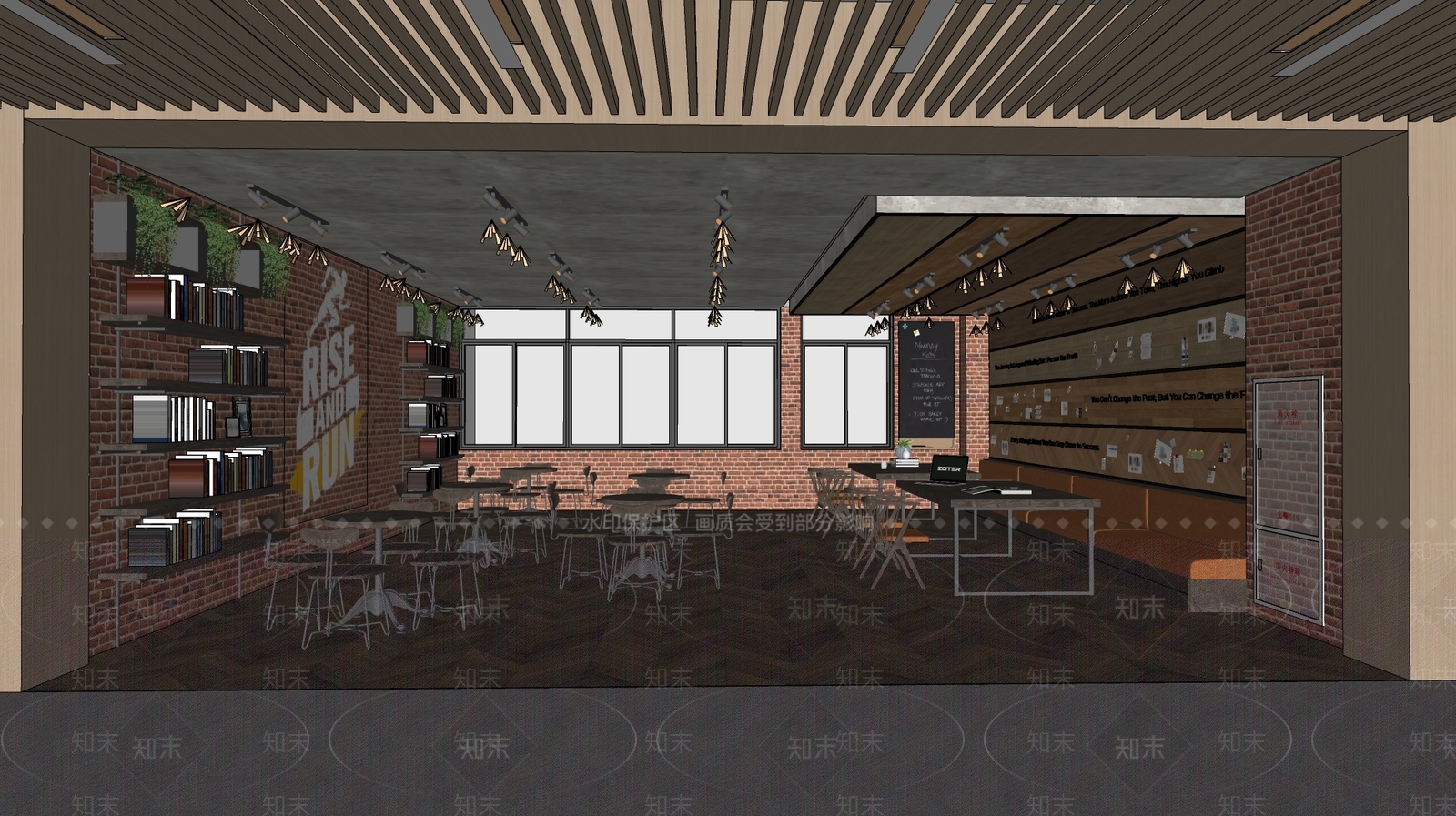 复古工业咖啡厅SU模型下载【ID:1204093320】