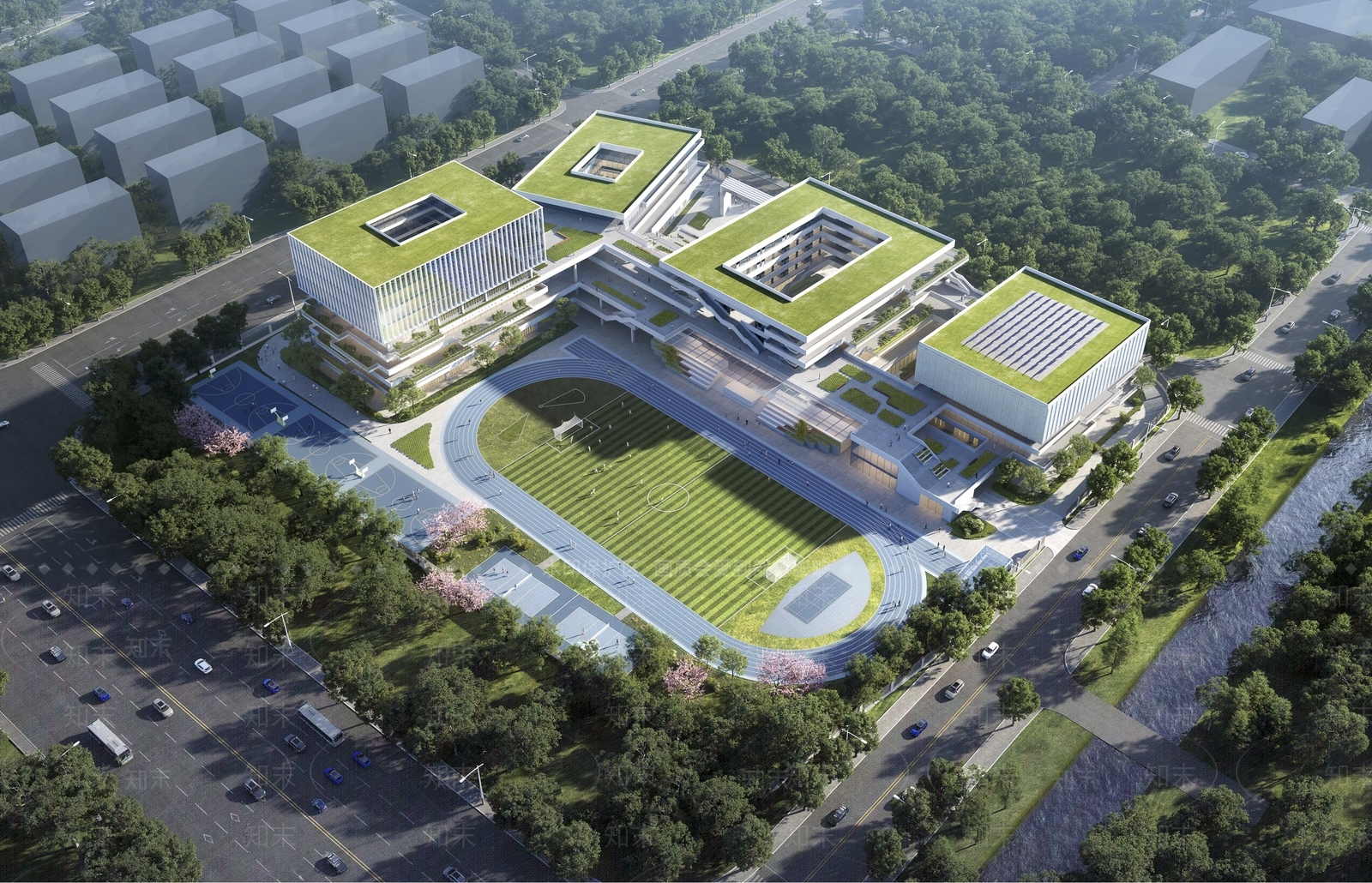 现代学校建筑SU模型下载【ID:1204094422】