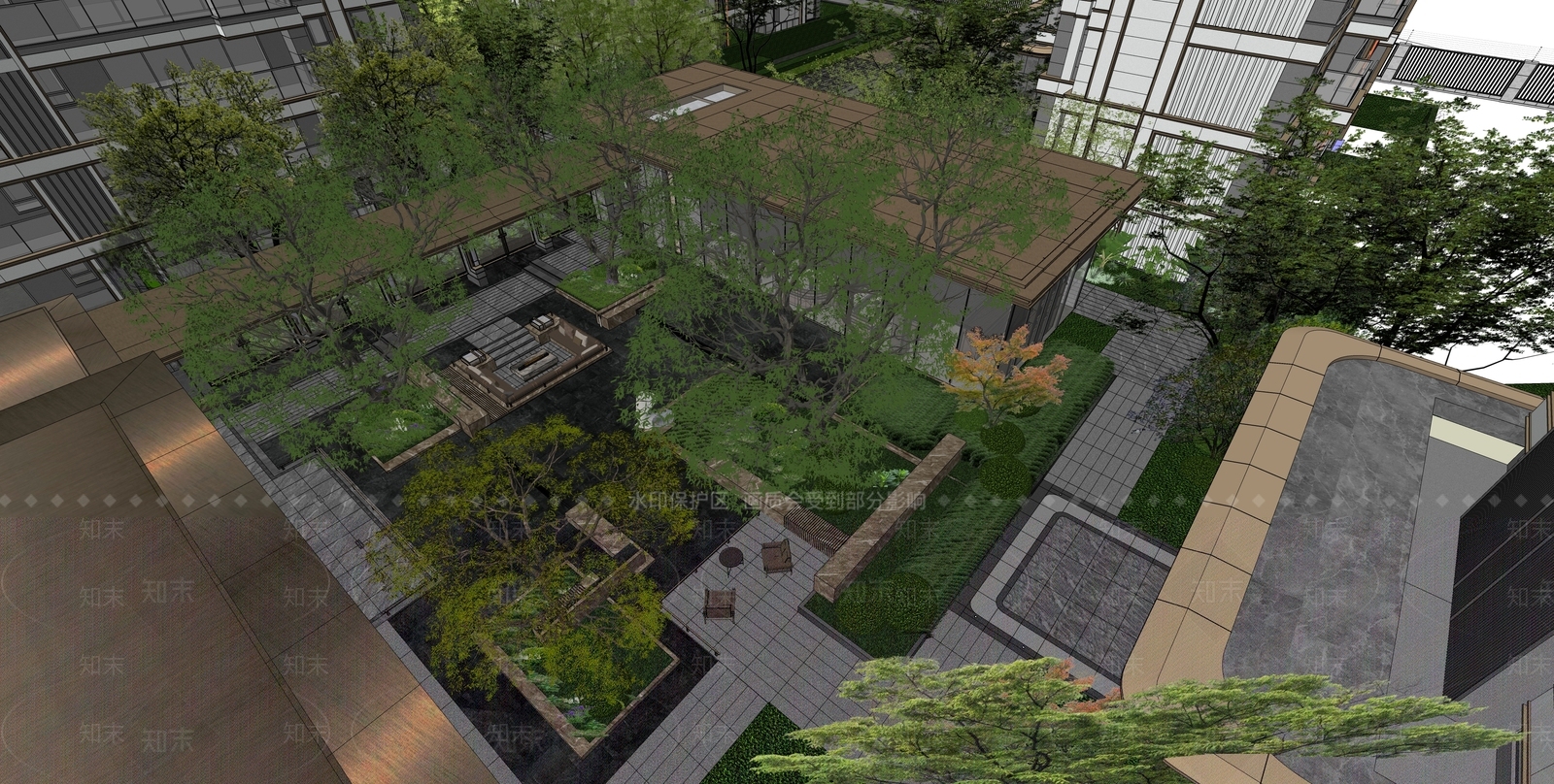 现代轻奢小区景观SU模型下载【ID:1204096921】