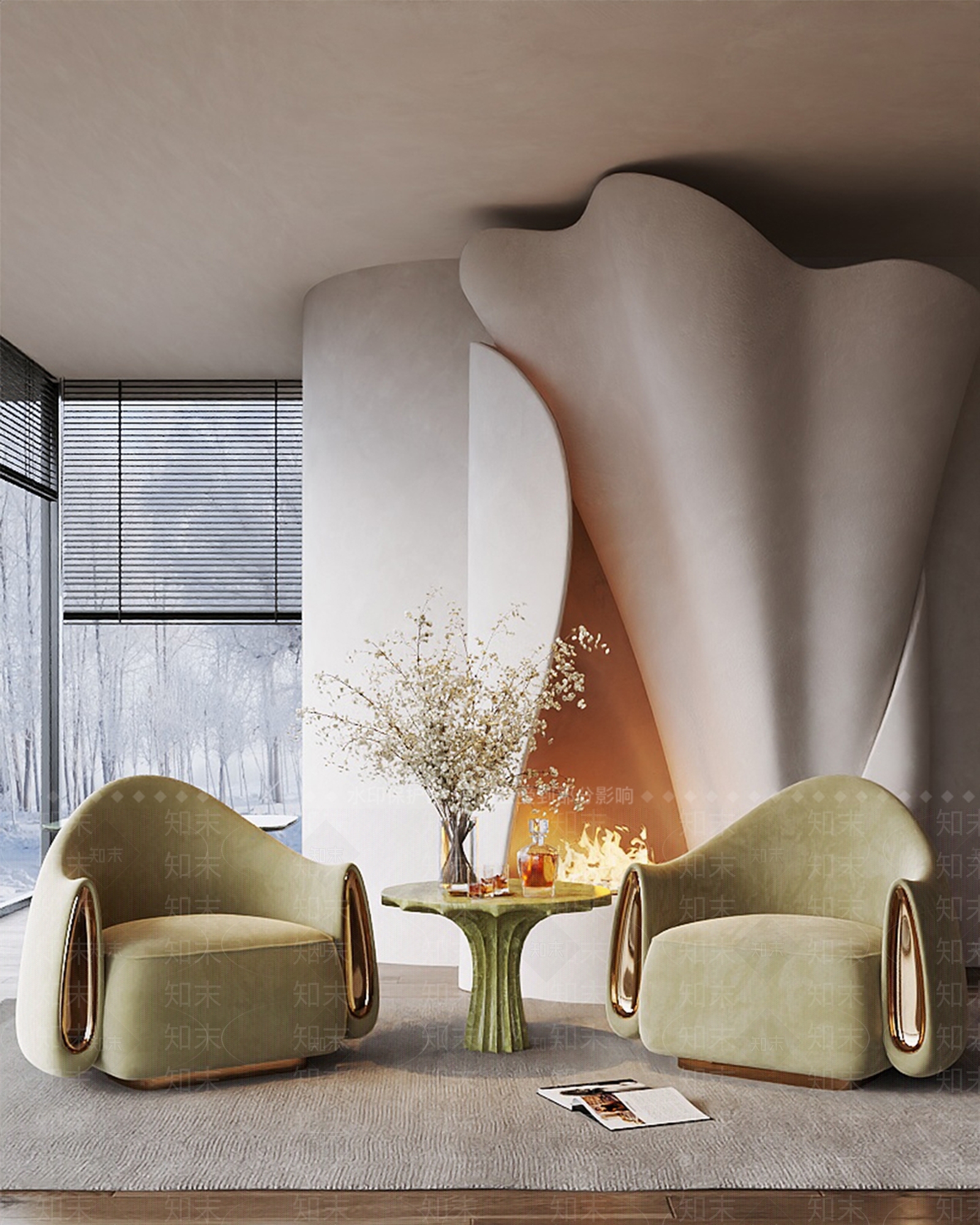 现代法式休闲椅3D模型下载【ID:1204098267】