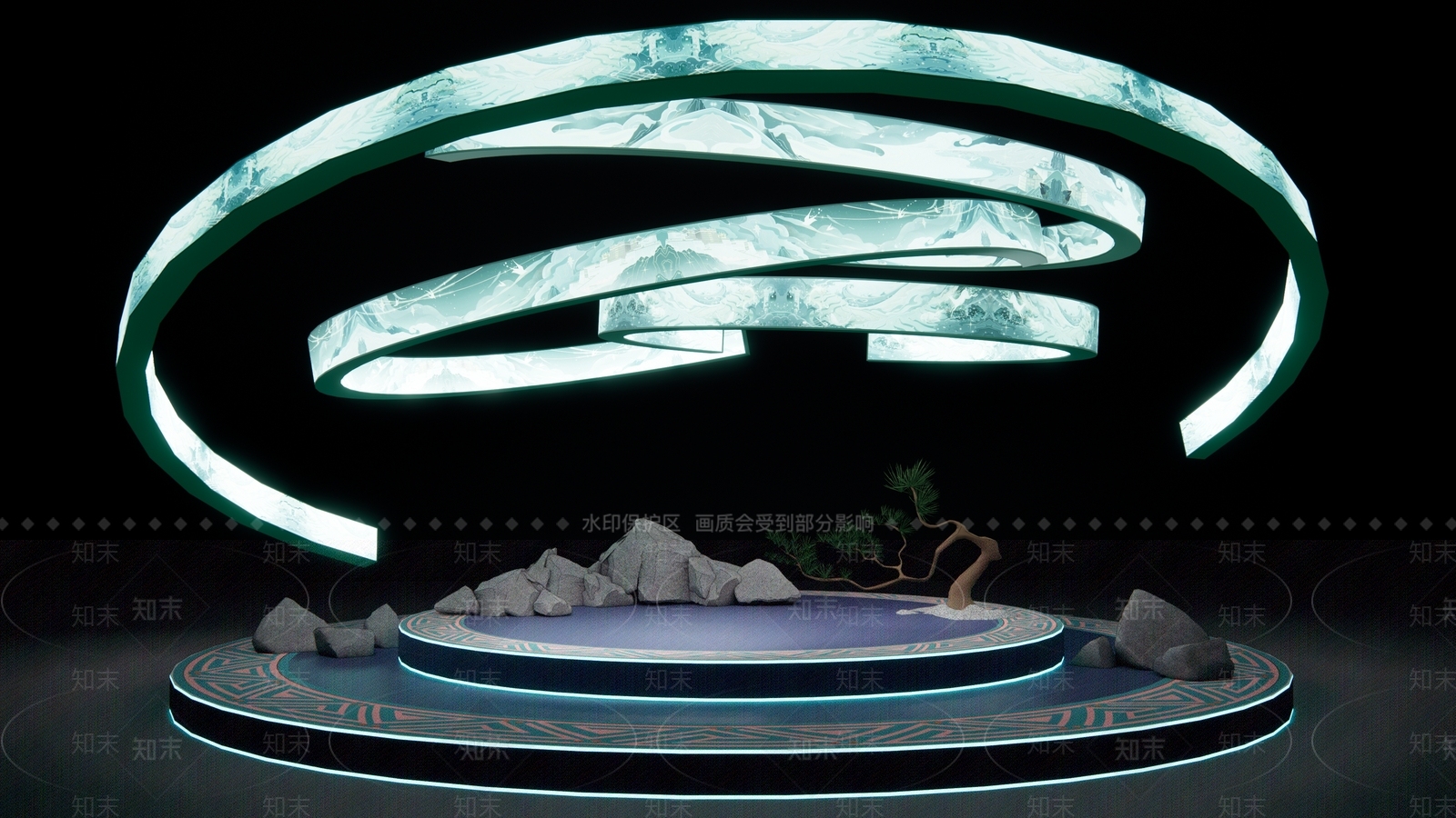 新中式中式室内舞台SU模型下载【ID:1204098731】