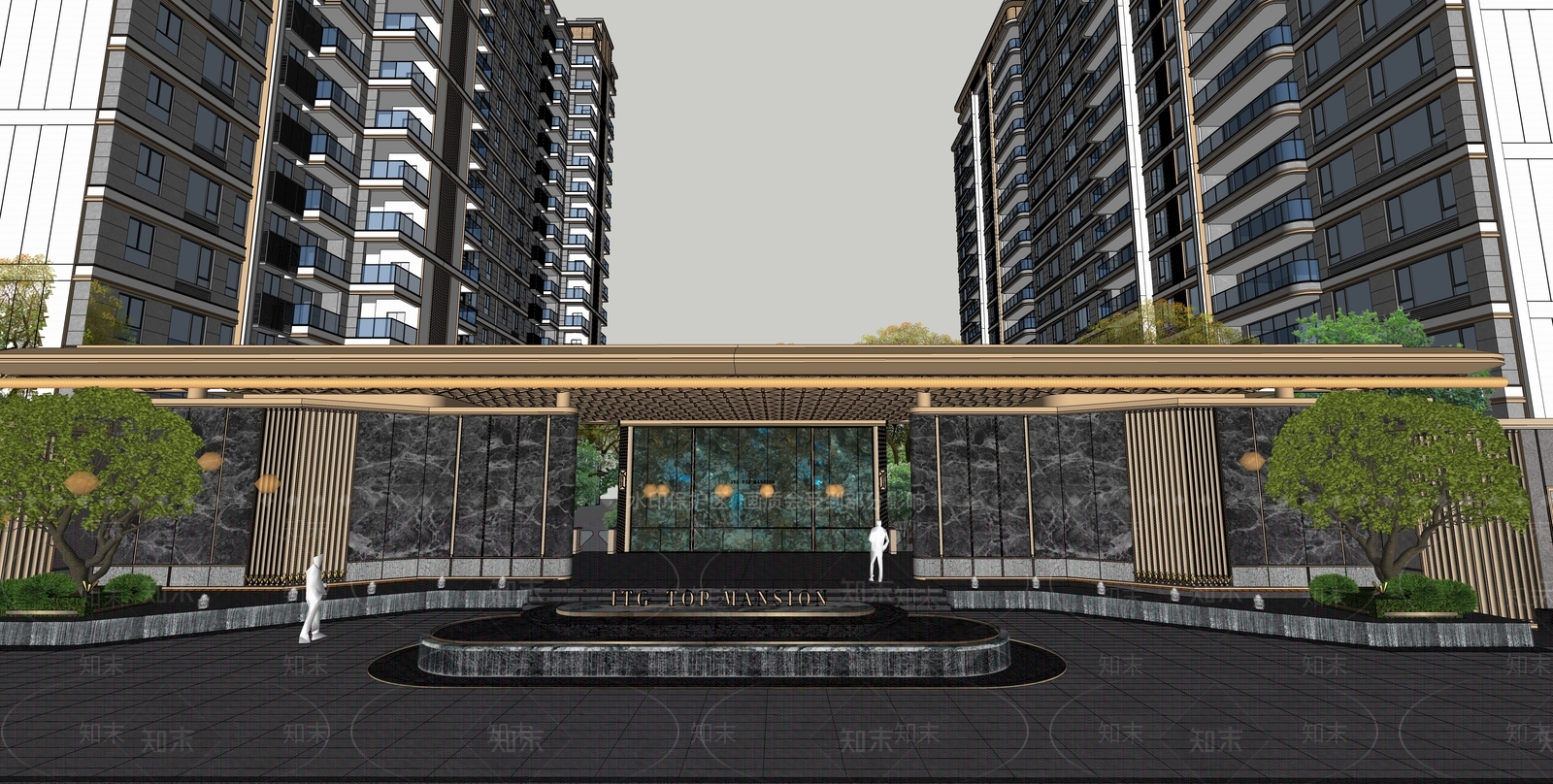 现代轻奢入口大门SU模型下载【ID:1204099338】