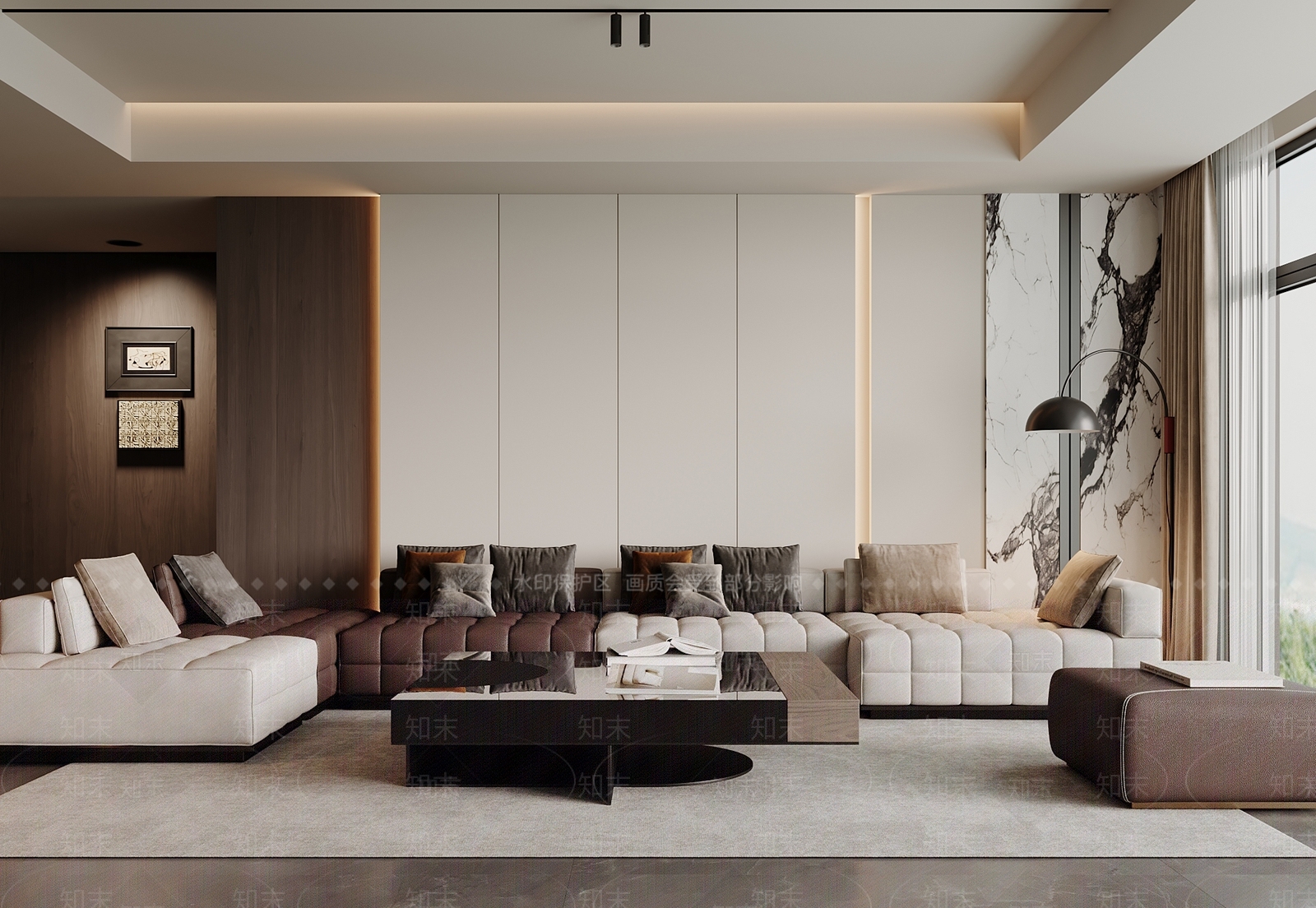 现代意式家居客厅3D模型下载【ID:1204102889】