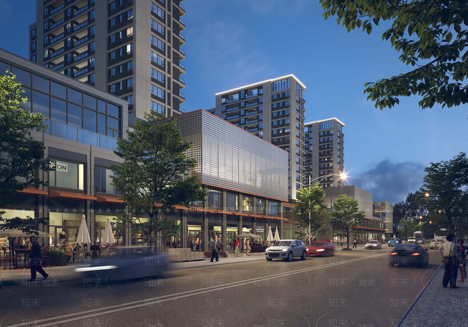 现代商业街3D模型下载【ID:1204105640】