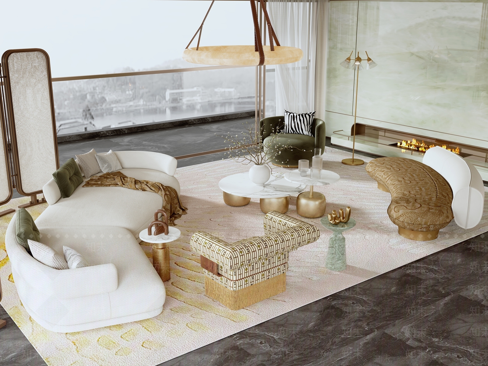 轻奢沙发组合SU模型下载【ID:1204106768】