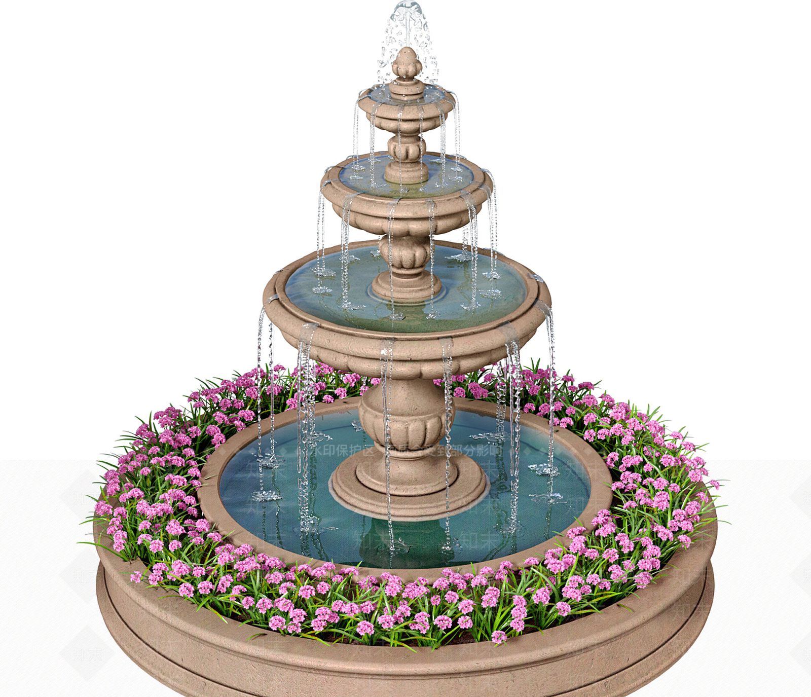 简约简欧喷泉SU模型下载【ID:1204107071】