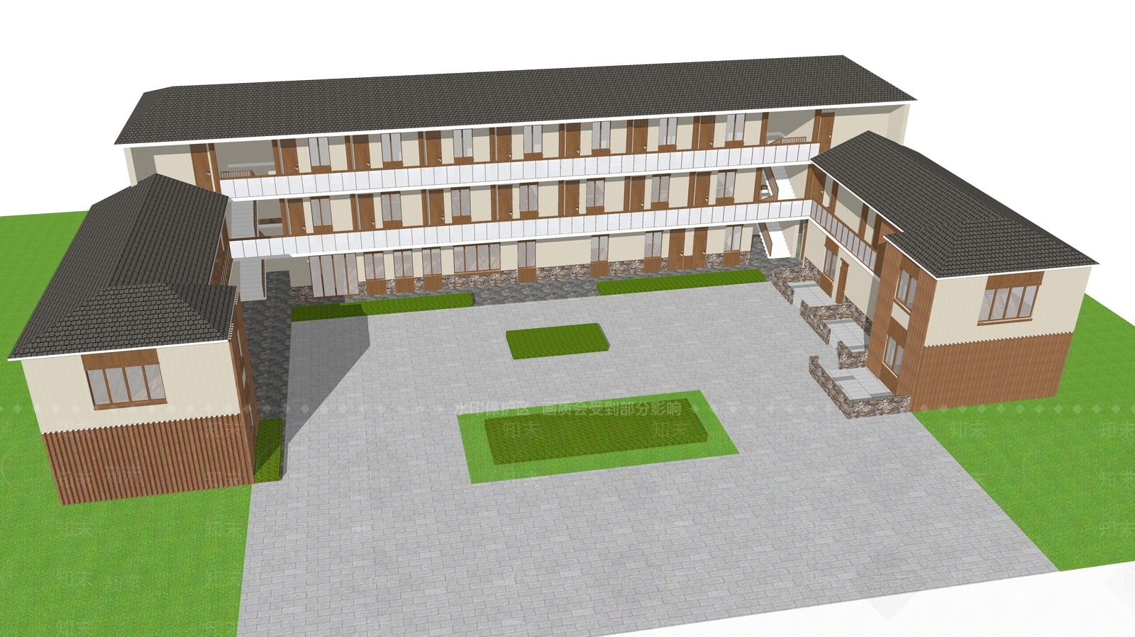 侘寂民宿建筑SU模型下载【ID:1204107492】
