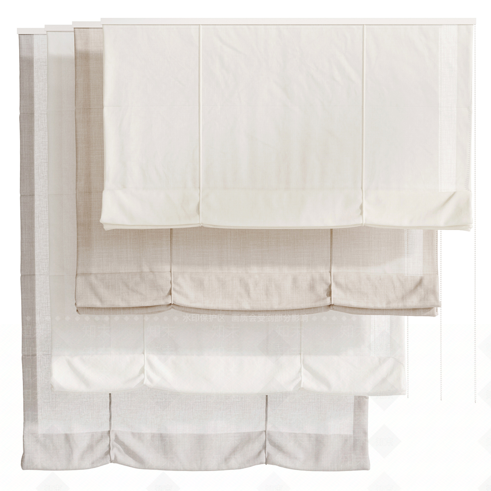 奶油简约通用窗帘3D模型下载【ID:1204107566】