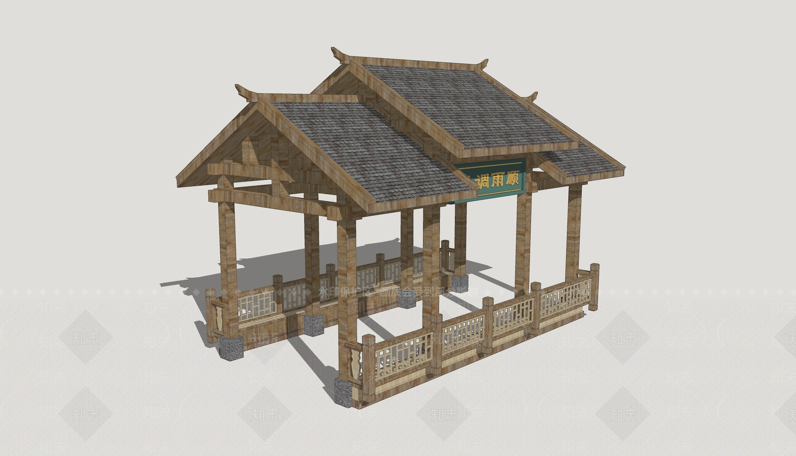 中式景观桥SU模型下载【ID:1204107647】