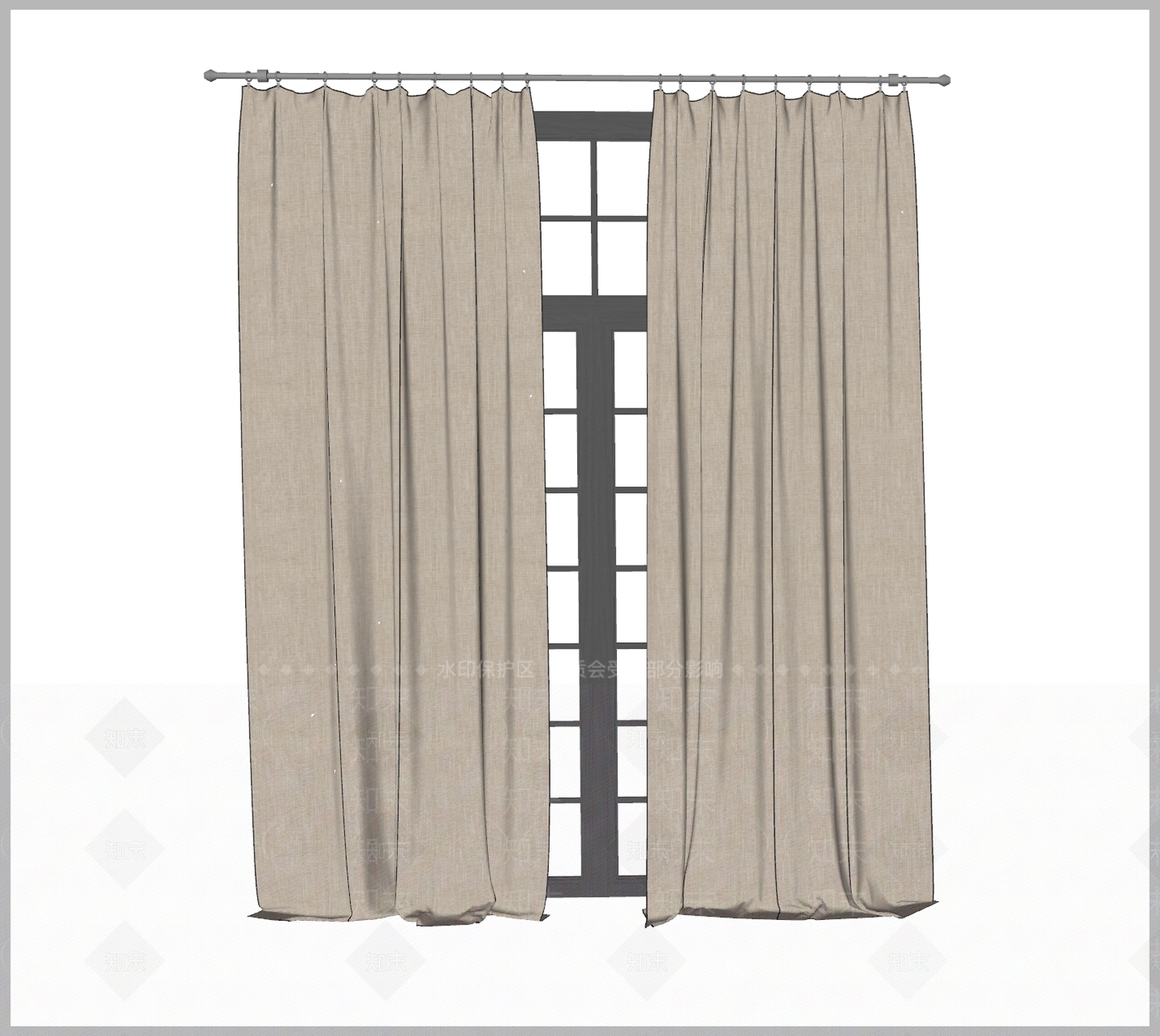 简约侘寂窗帘SU模型下载【ID:1204109911】