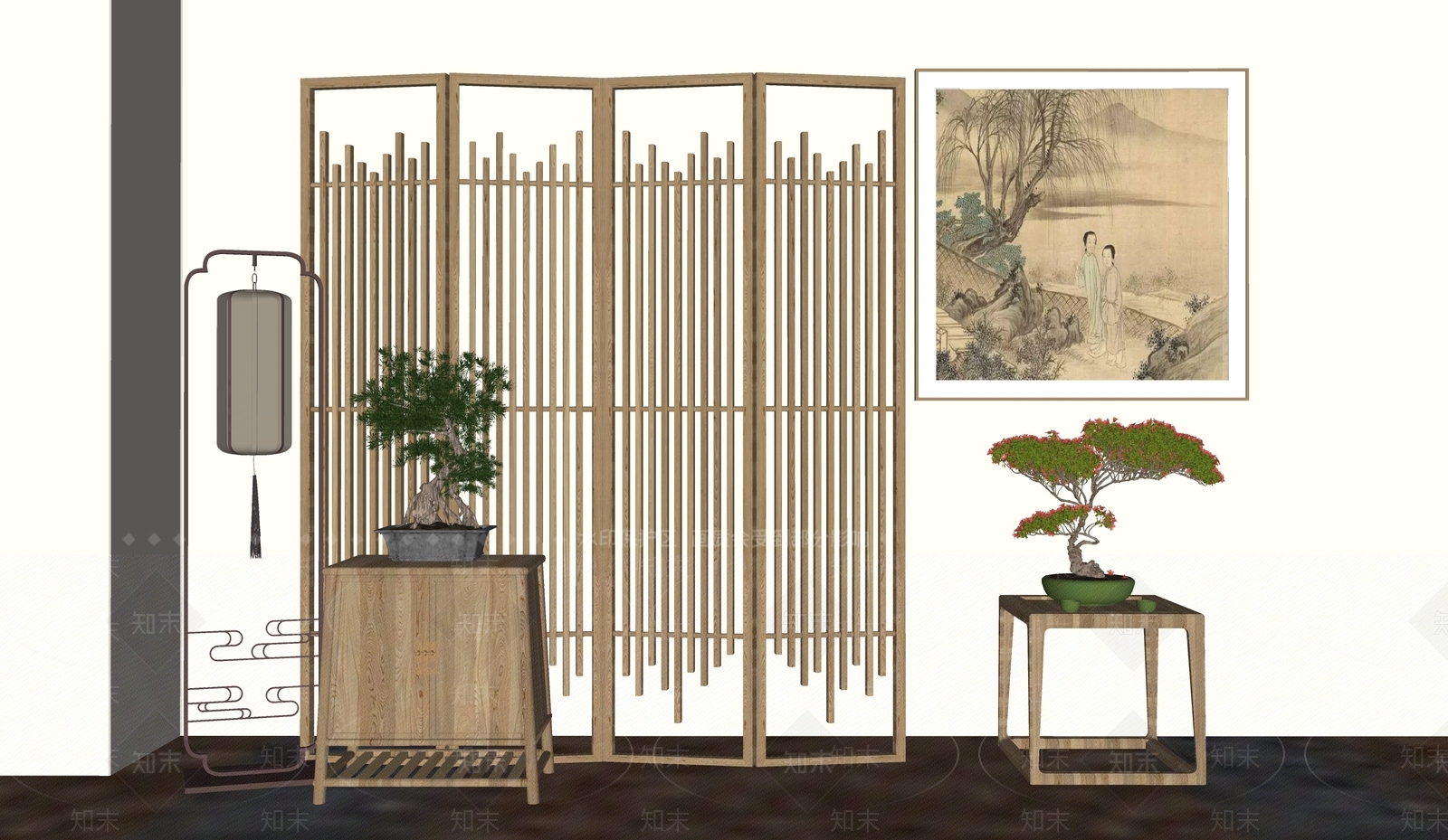 新中式花艺SU模型下载【ID:1204110073】