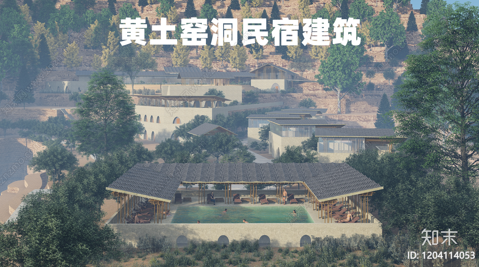 现代新中式民宿建筑下载【ID:1204114053】