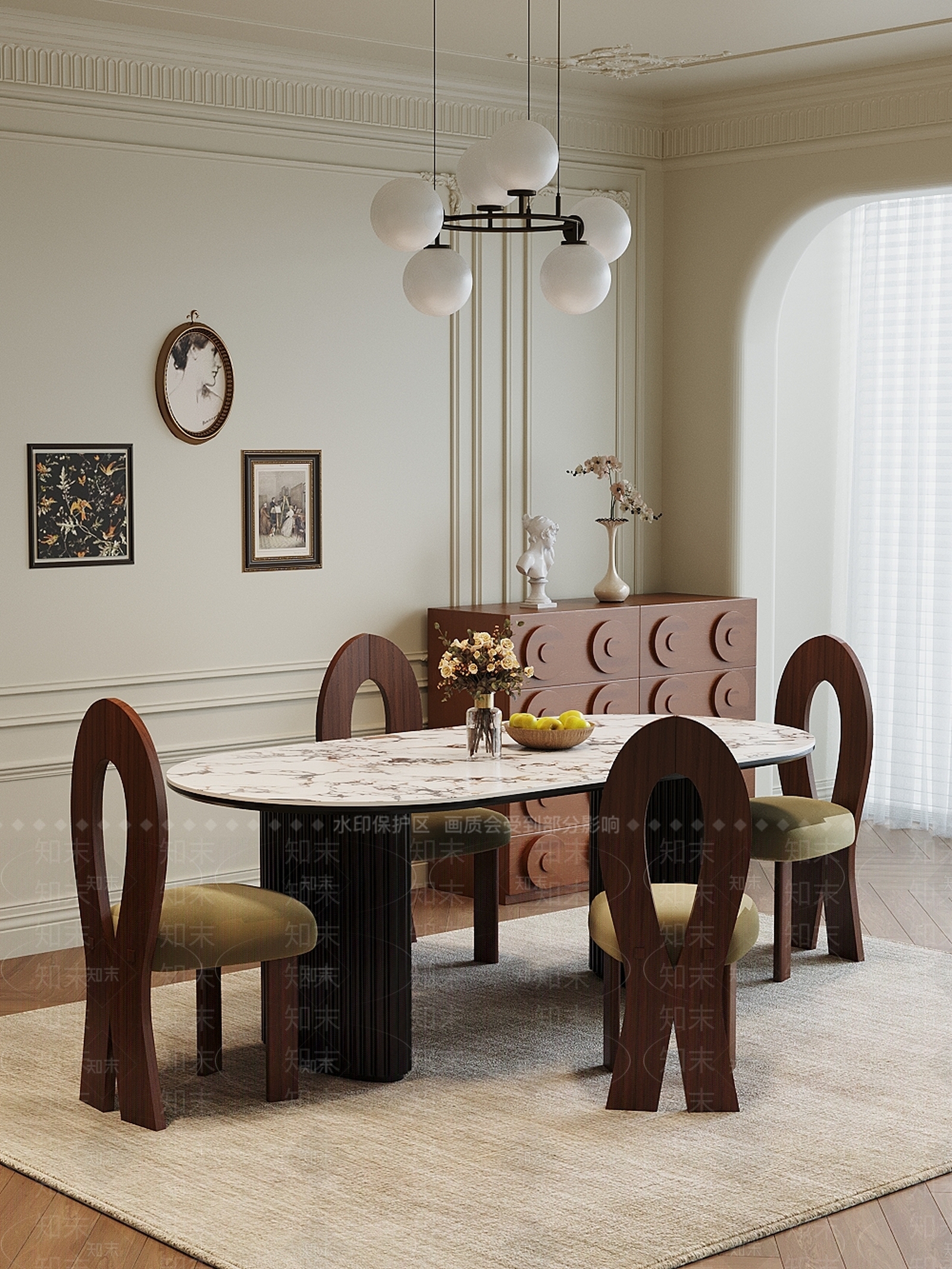 法式极简餐桌3D模型下载【ID:1204116543】