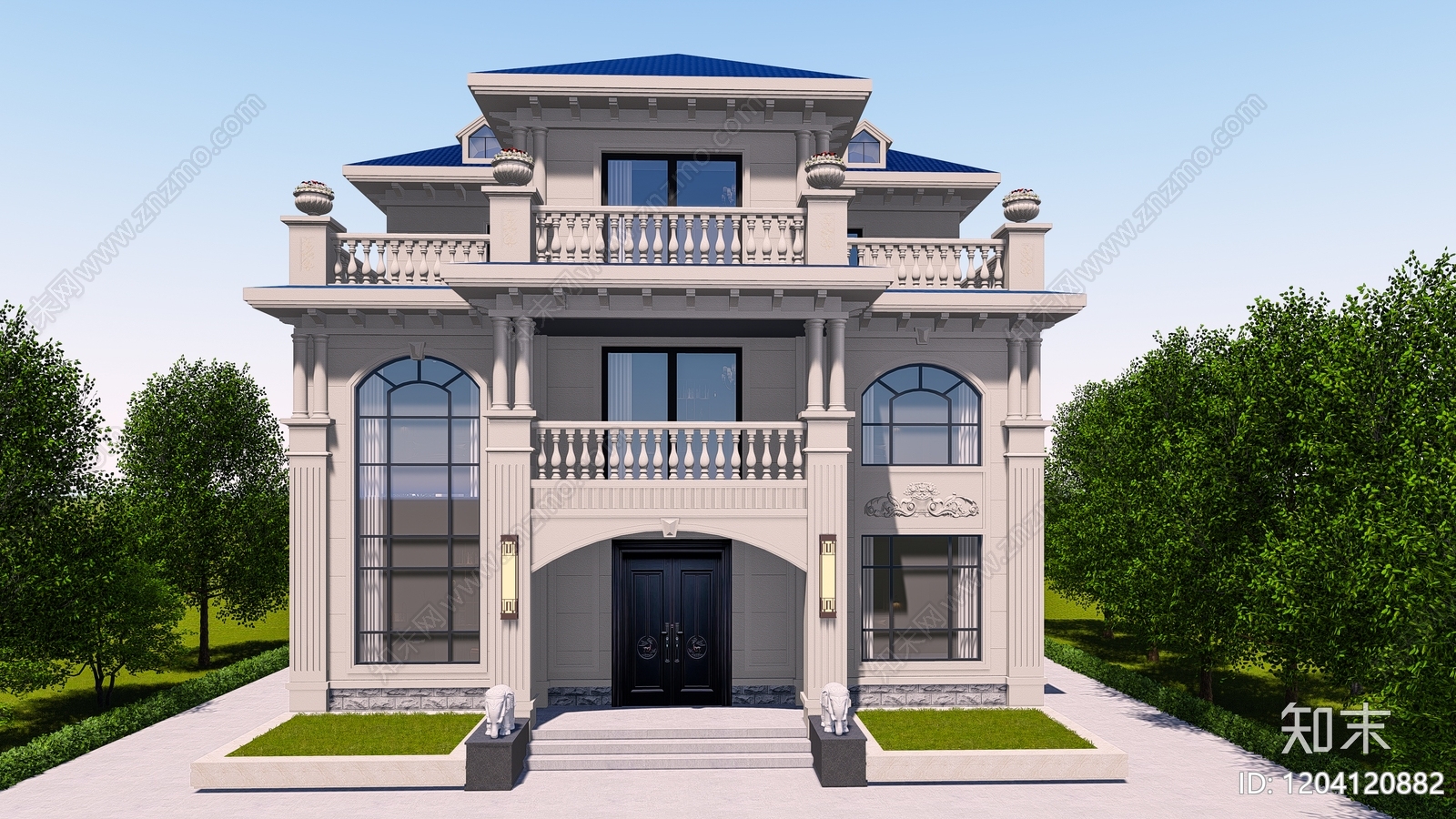 欧式别墅建筑施工图下载【ID:1204120882】