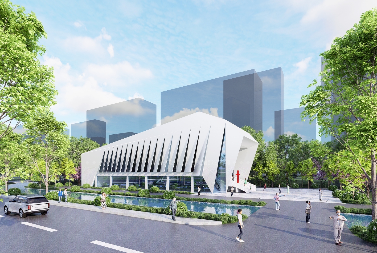 现代教堂建筑SU模型下载【ID:1204122929】