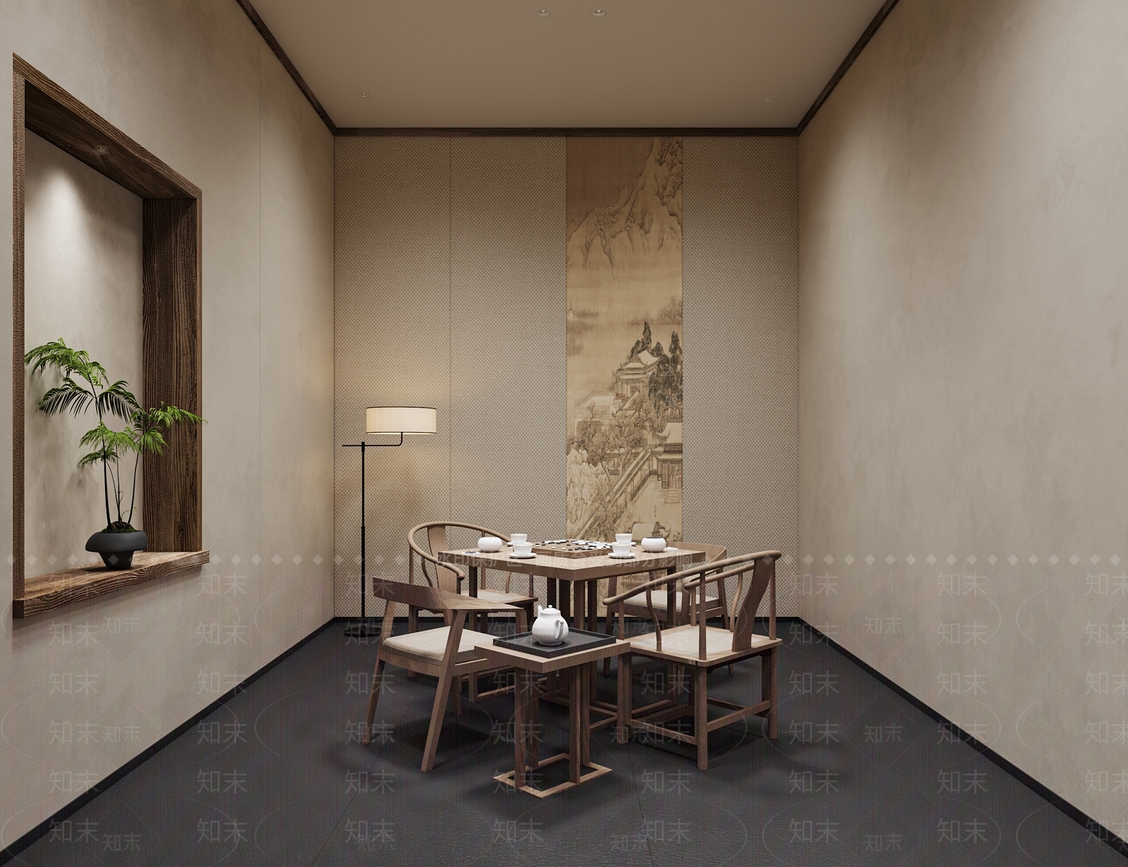 新中式侘寂其他商业空间3D模型下载【ID:1204123889】