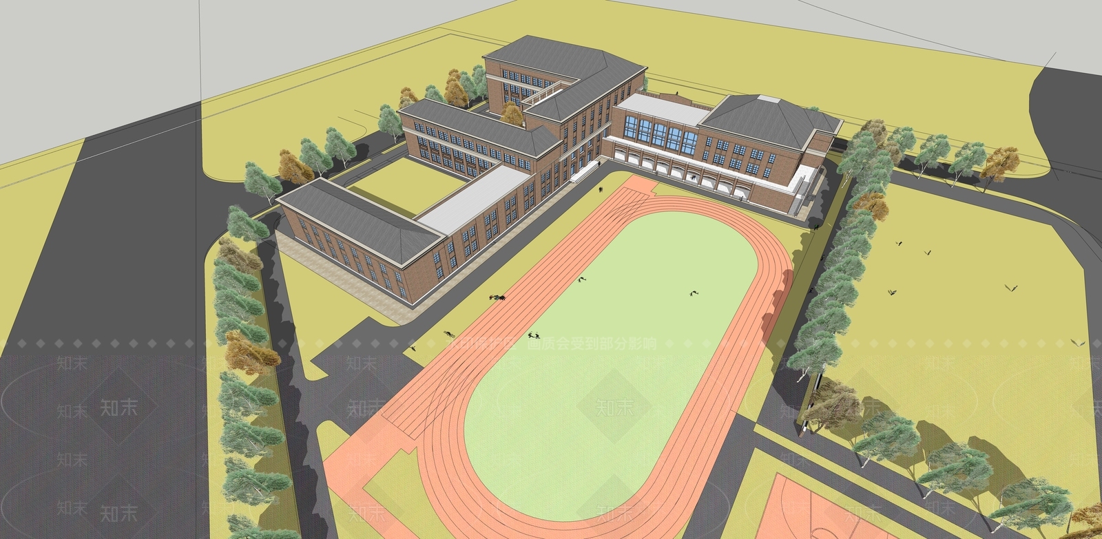 美式小学SU模型下载【ID:1204123727】