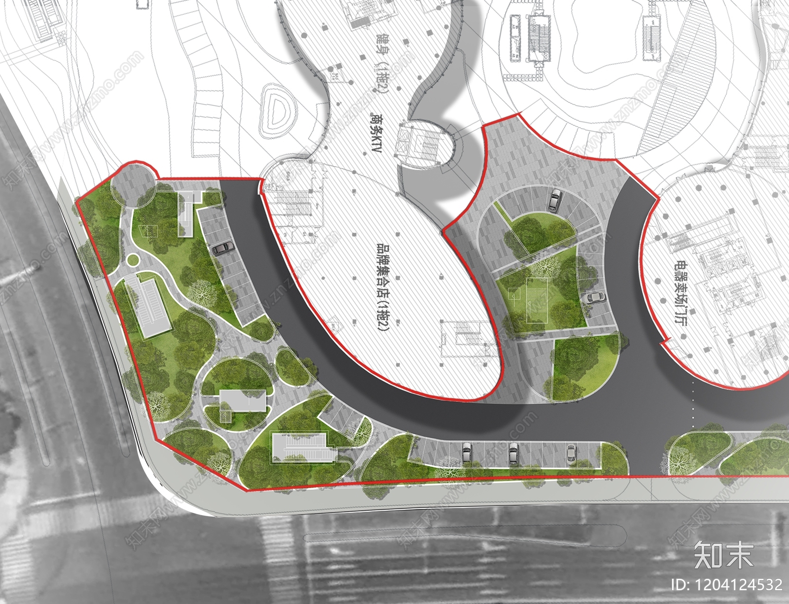 现代简约公园彩平图下载【ID:1204124532】