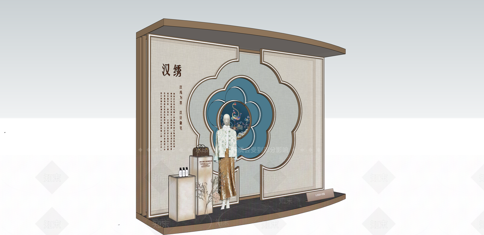 新中式服装店SU模型下载【ID:1204129732】