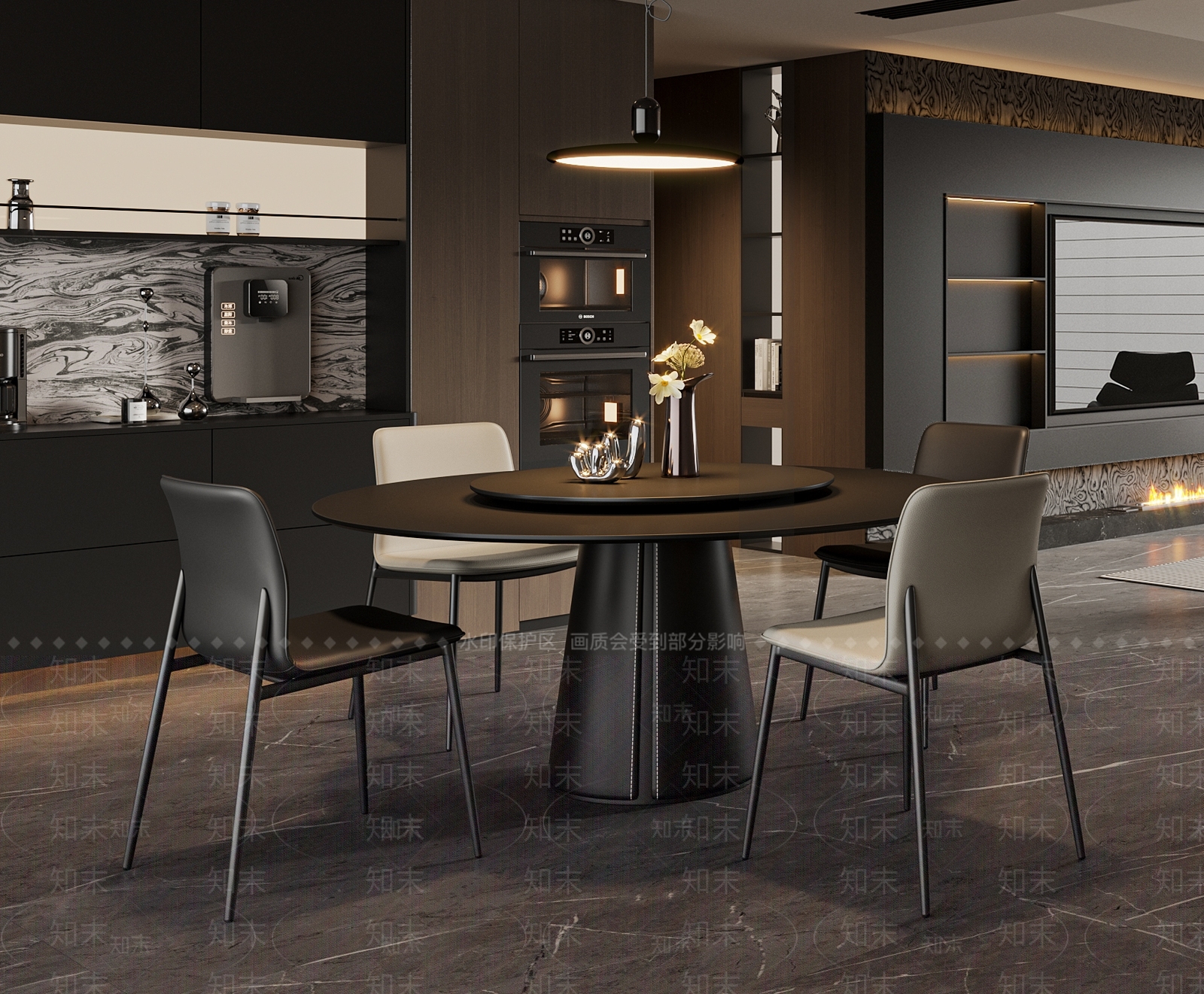 现代意式餐桌椅SU模型下载【ID:1204130177】