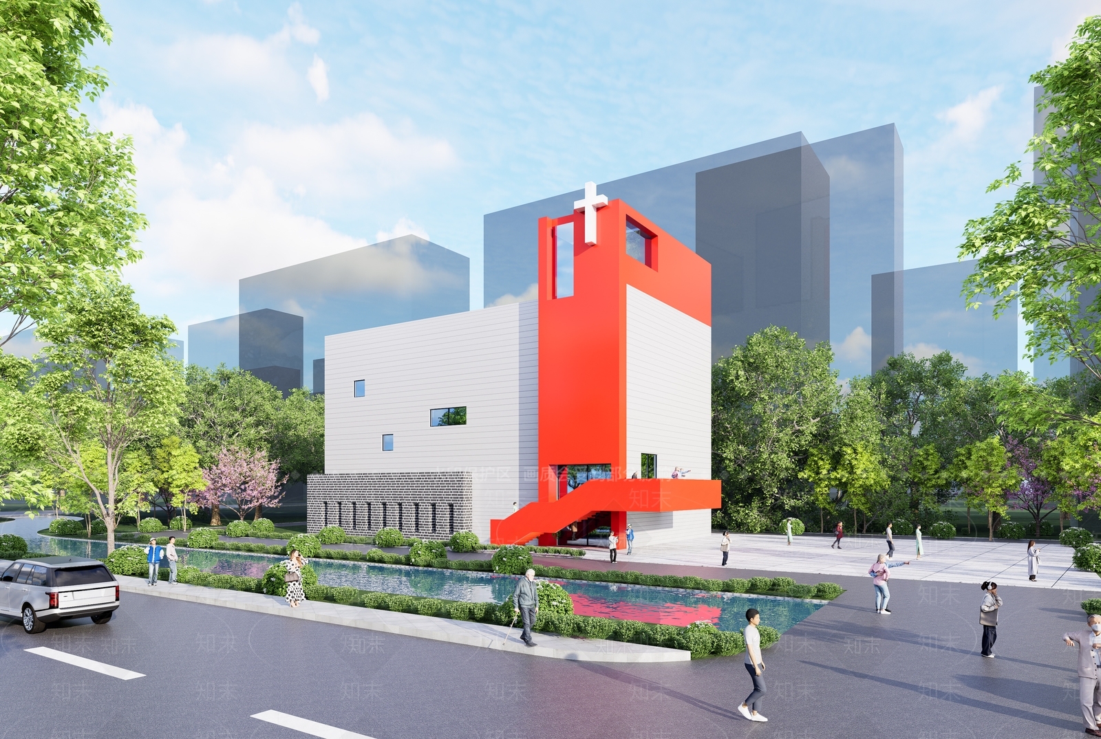 现代教堂建筑SU模型下载【ID:1204130792】