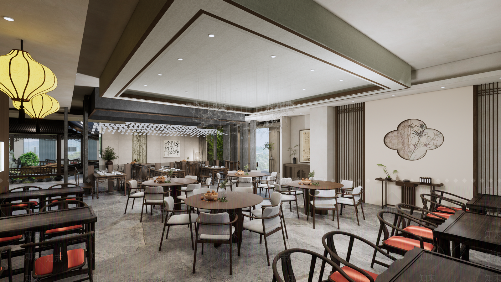 新中式中式中餐厅SU模型下载【ID:1204134131】