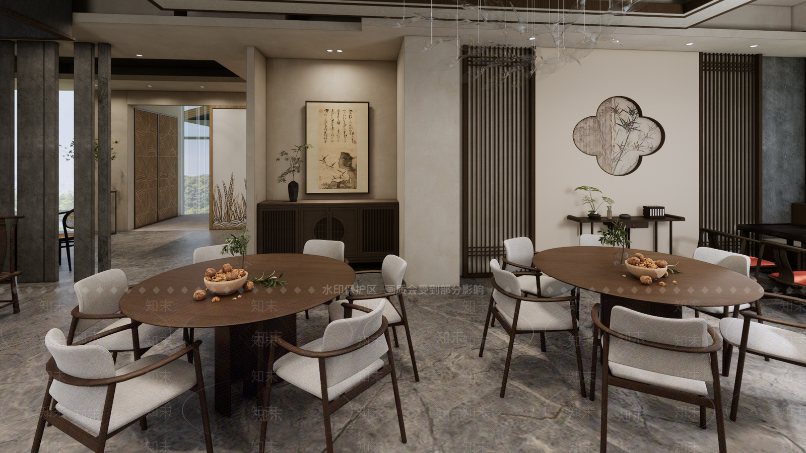 新中式中式中餐厅SU模型下载【ID:1204134131】