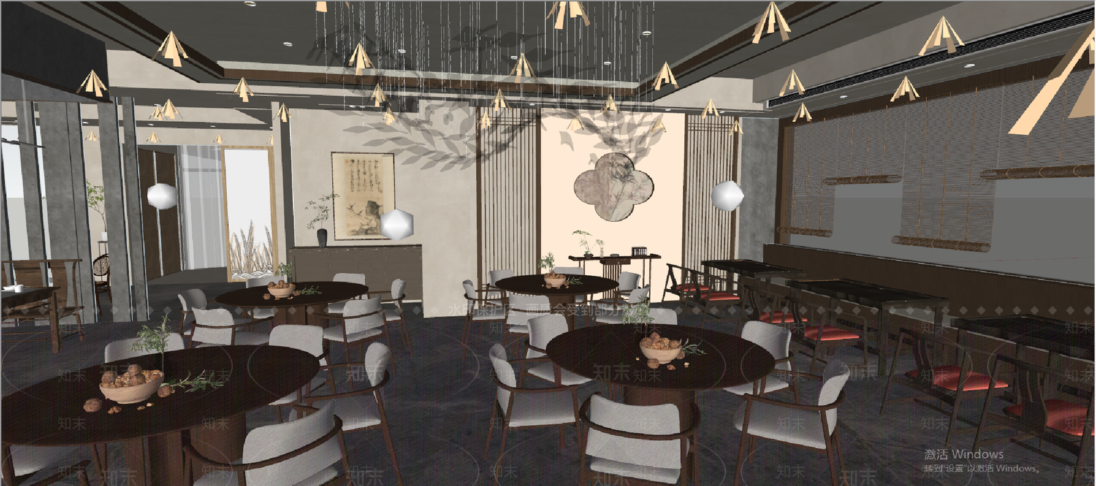 新中式中式中餐厅SU模型下载【ID:1204134131】