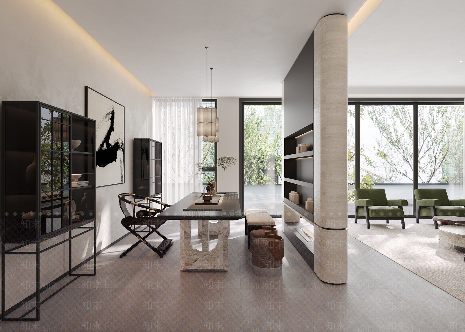 现代别墅客厅3D模型下载【ID:1204135468】