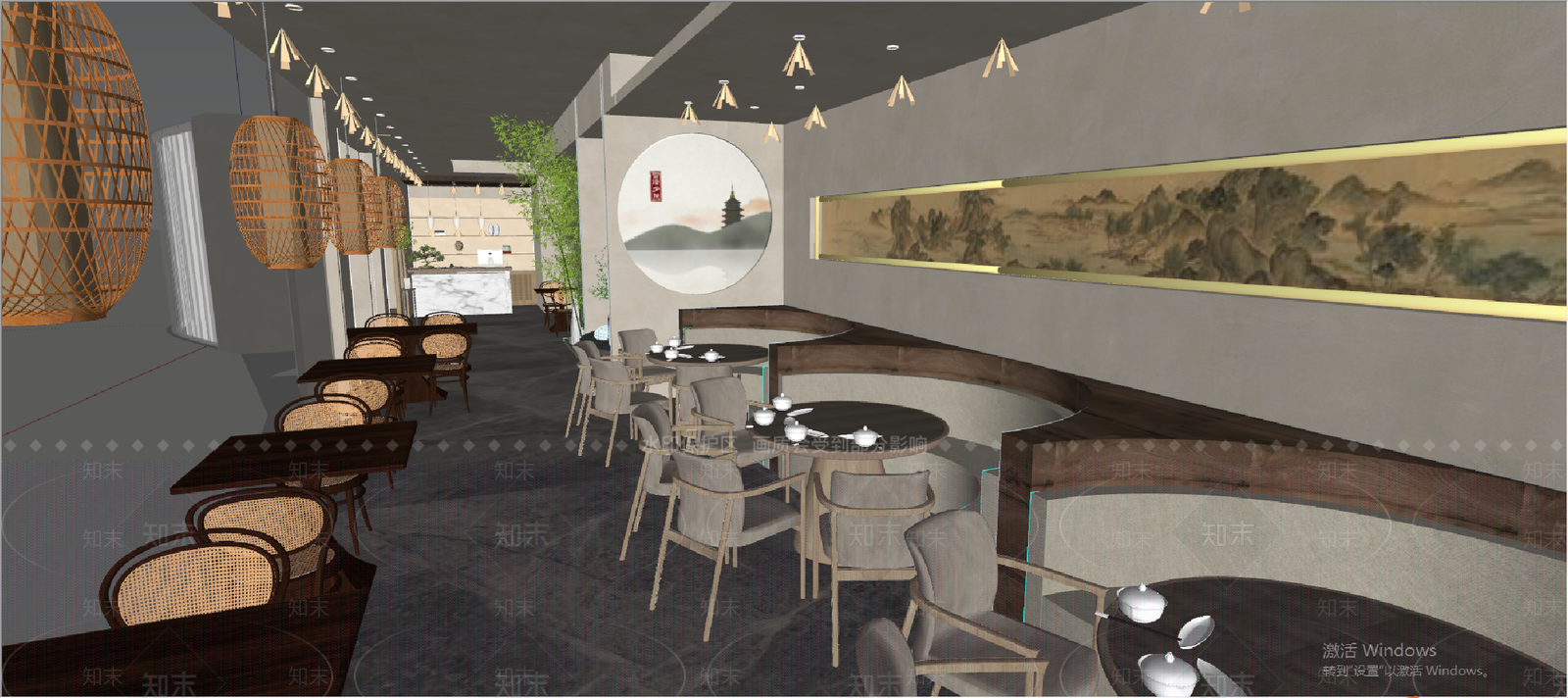 新中式中式中餐厅SU模型下载【ID:1204136282】