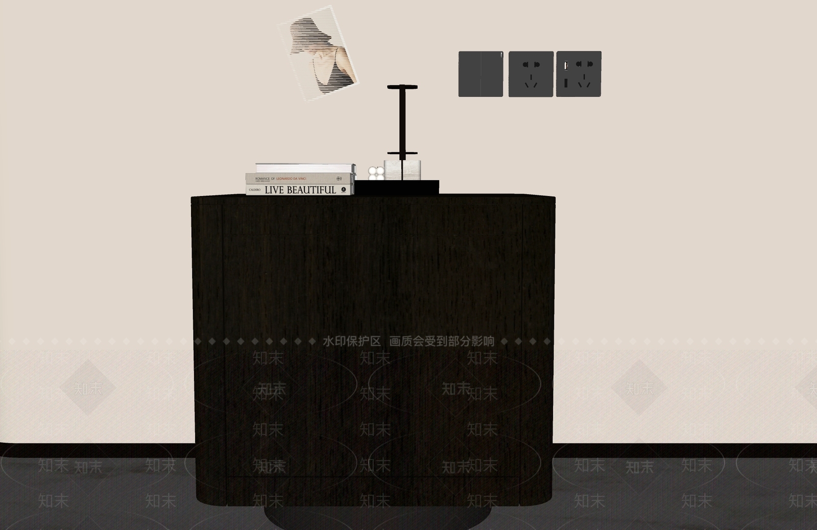 意式轻奢床头柜SU模型下载【ID:1204137317】